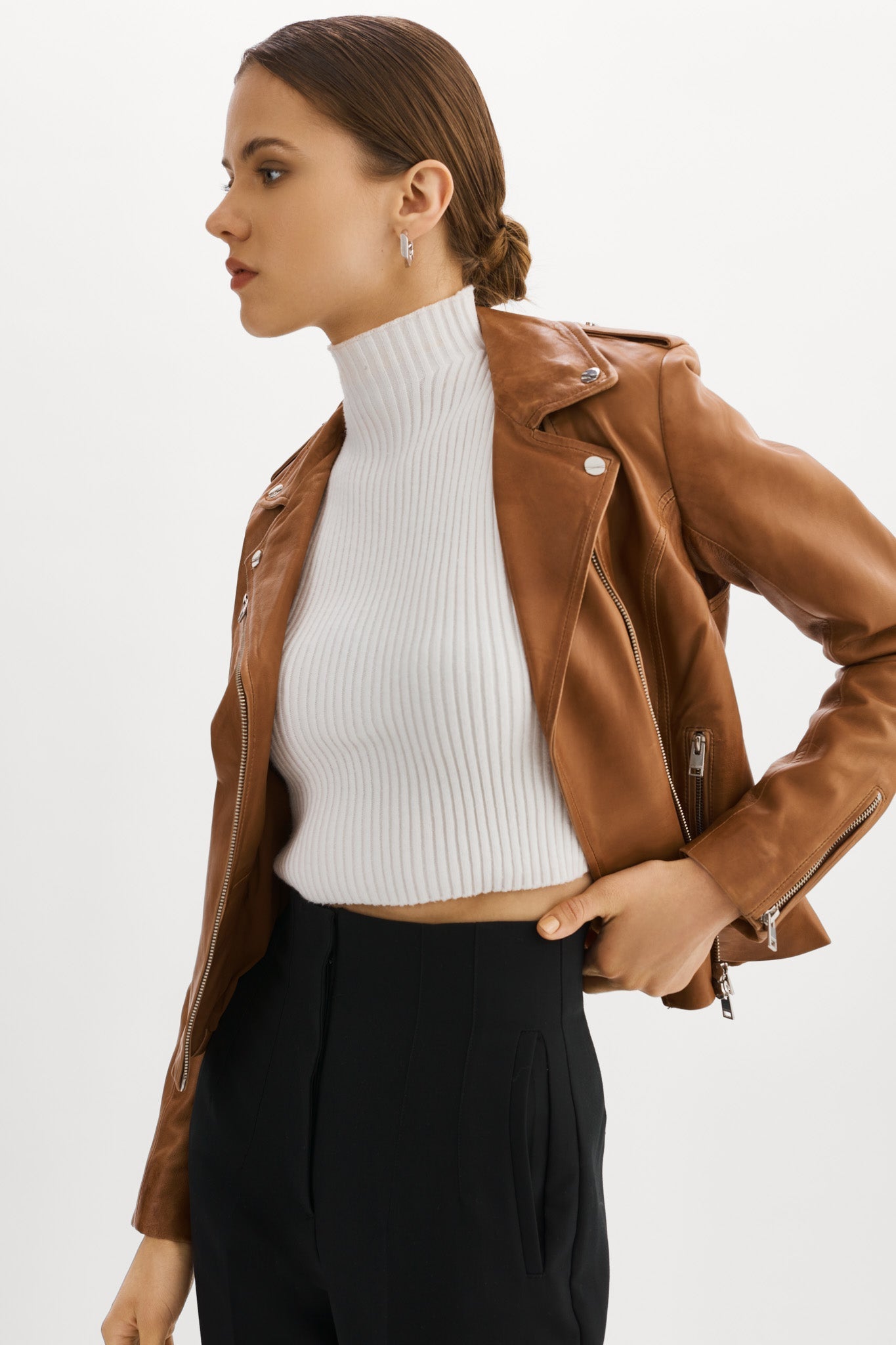 HARPER | Fitted Leather Biker Jacket