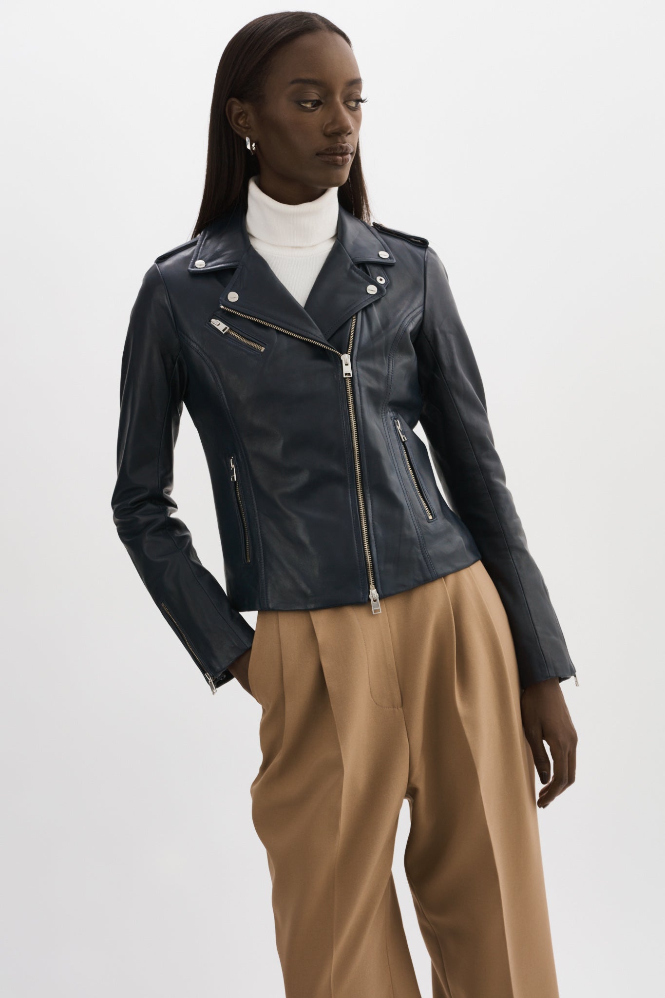 HARPER | Fitted Leather Biker Jacket