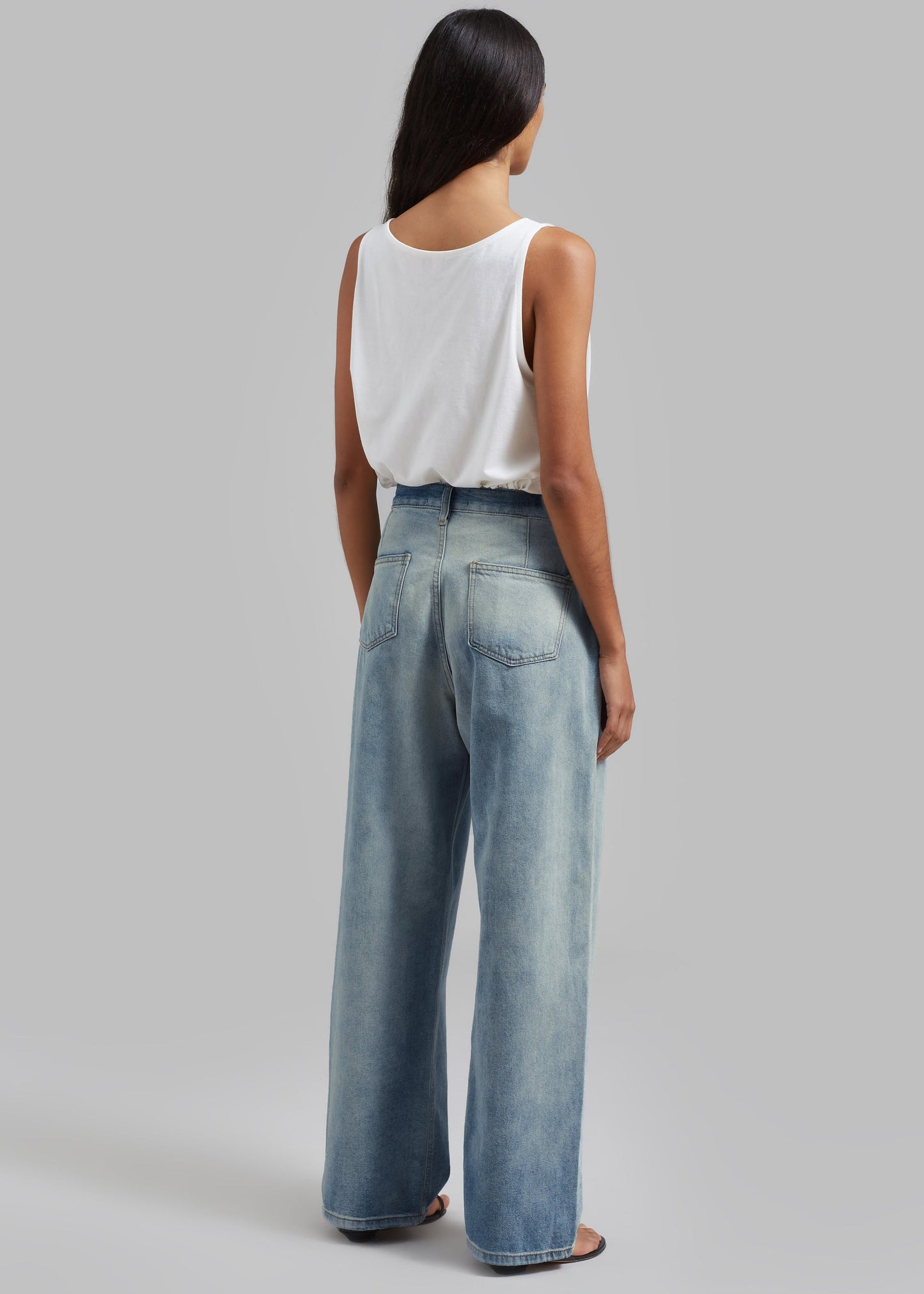 Hayla Contrast Denim Pants - Light Wash/Blue