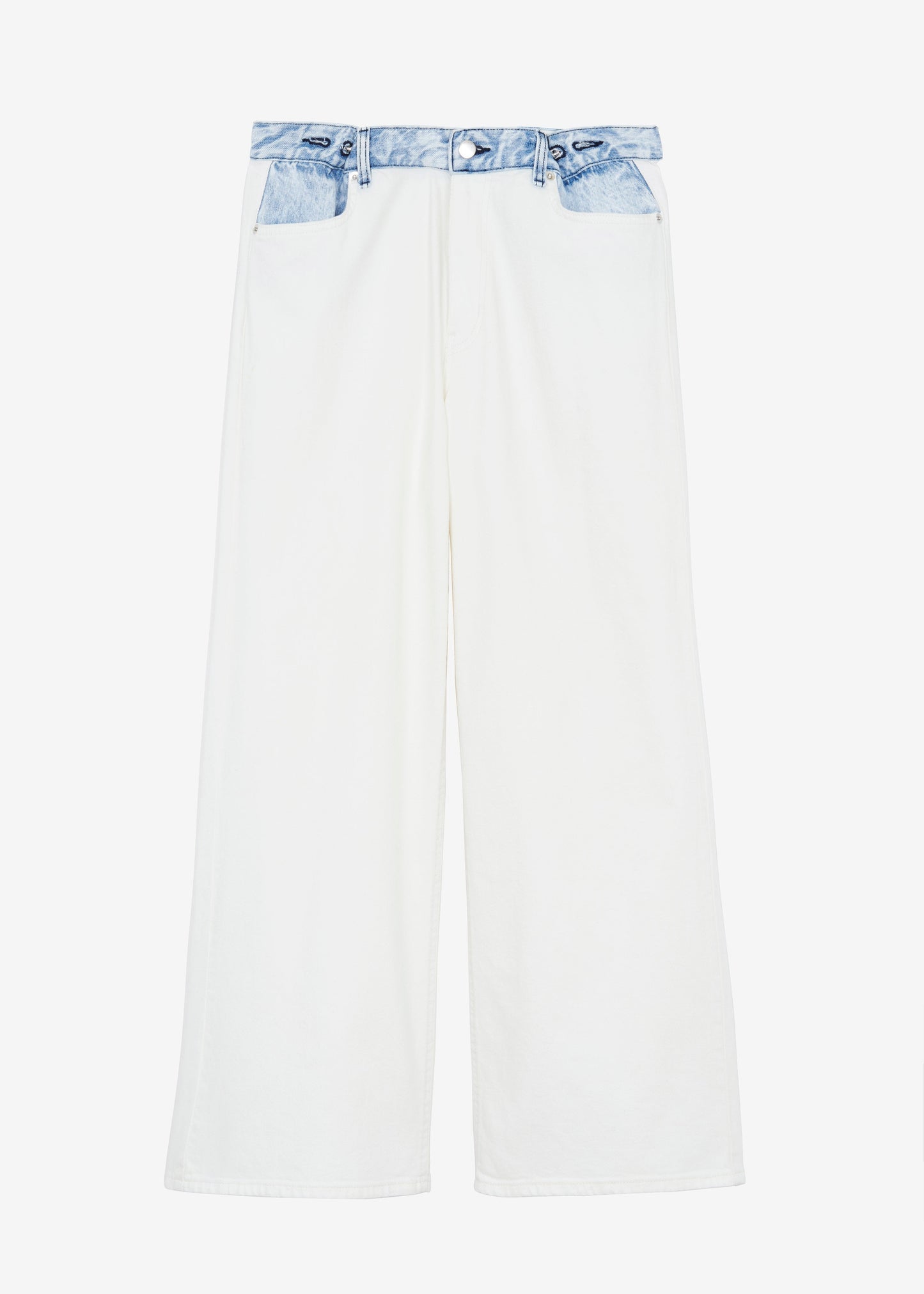 Hayla Contrast Denim Pants - Off White/Blue