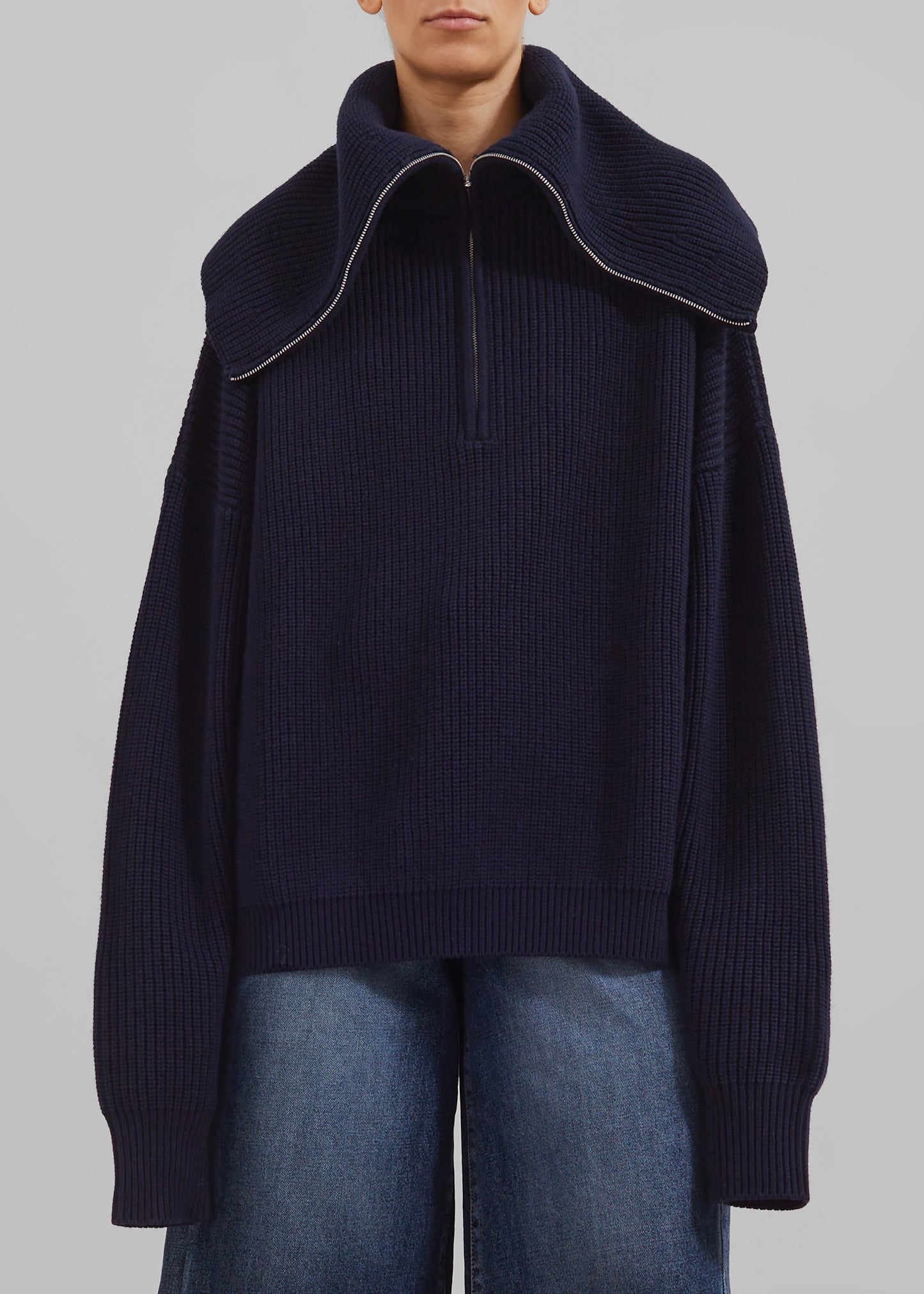 Hazel Oversized Wool Jumper - Dark Navy