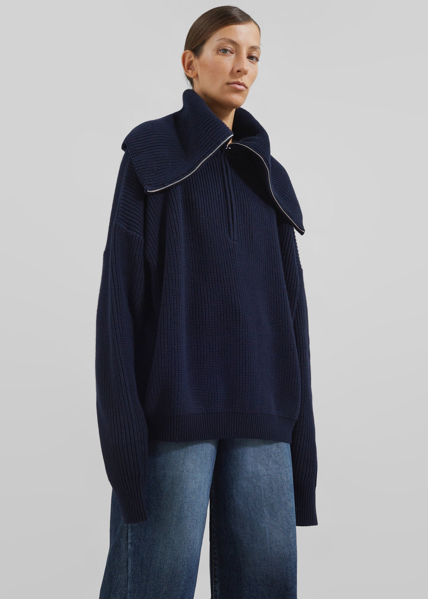 Hazel Oversized Wool Jumper - Dark Navy