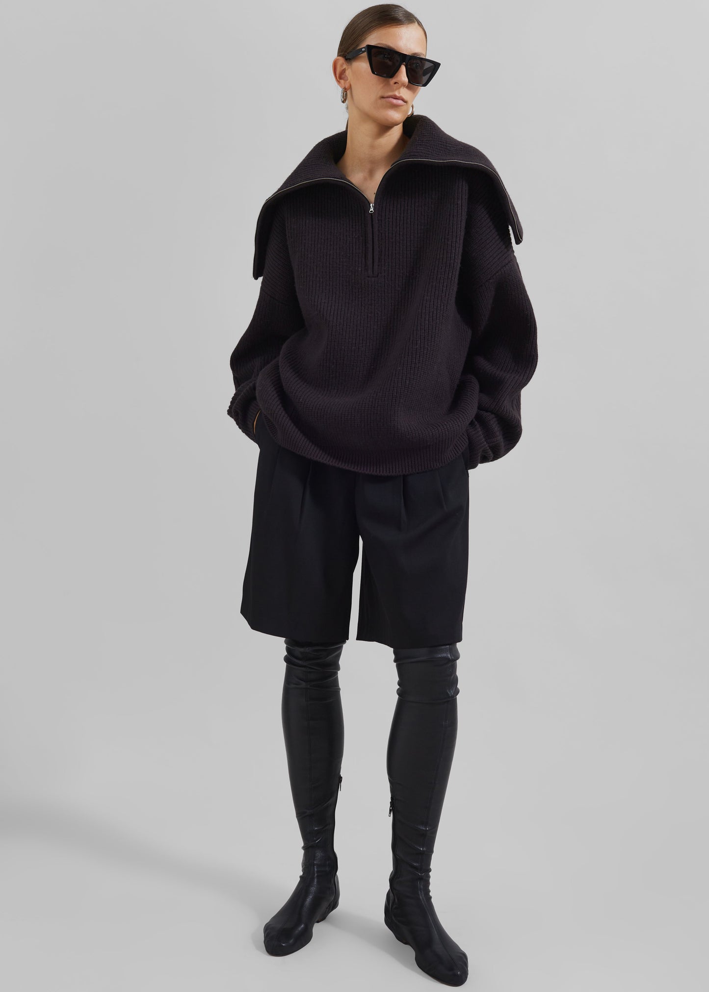 Hazel Oversized Wool Jumper - Dark Plum