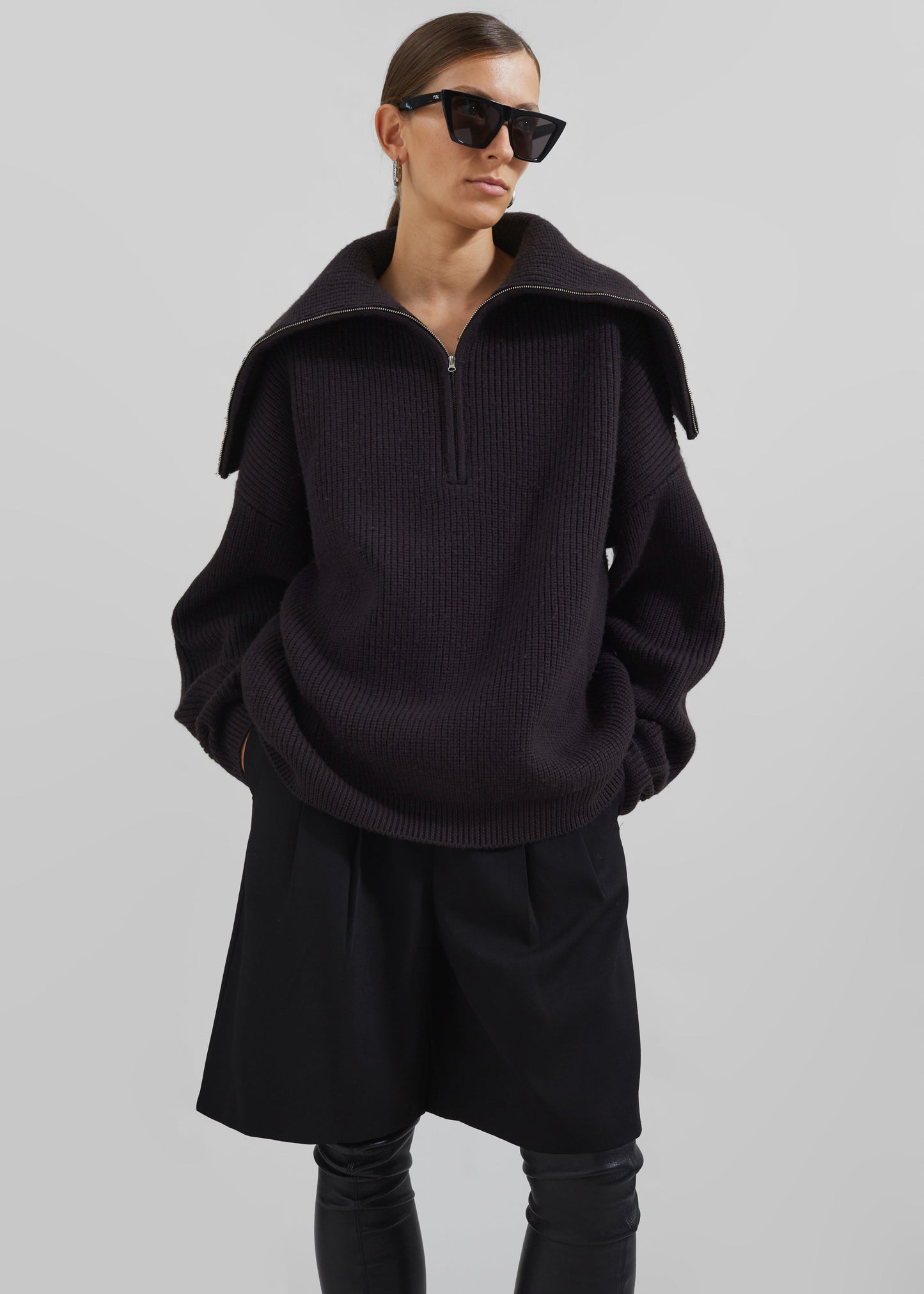 Hazel Oversized Wool Jumper - Dark Plum