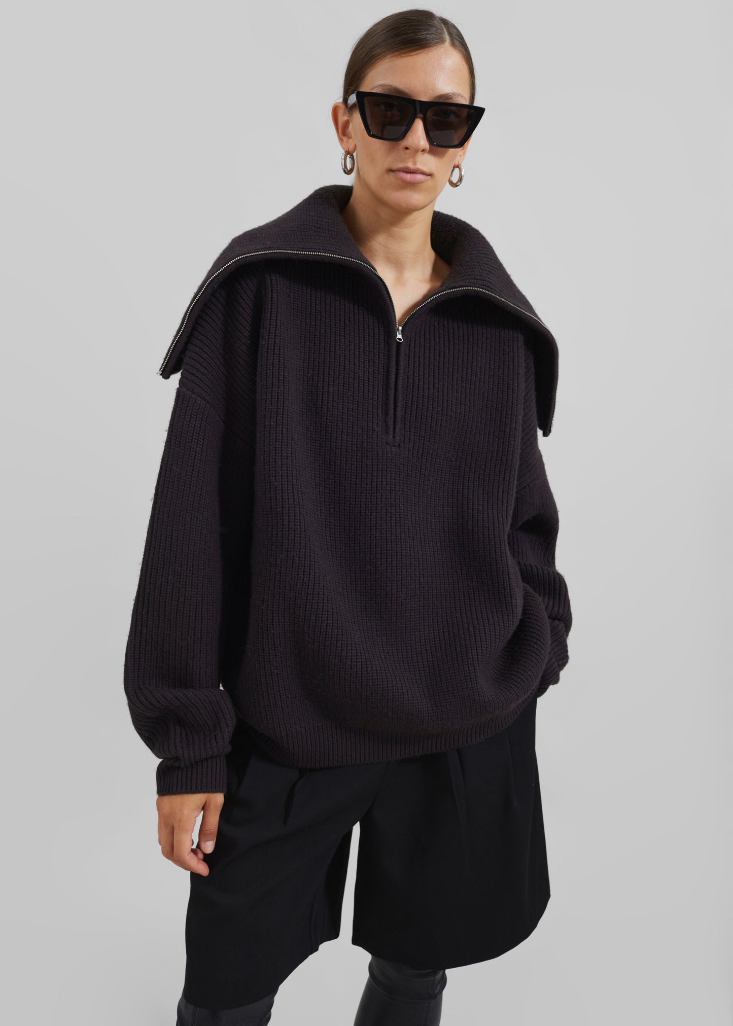 Hazel Oversized Wool Jumper - Dark Plum