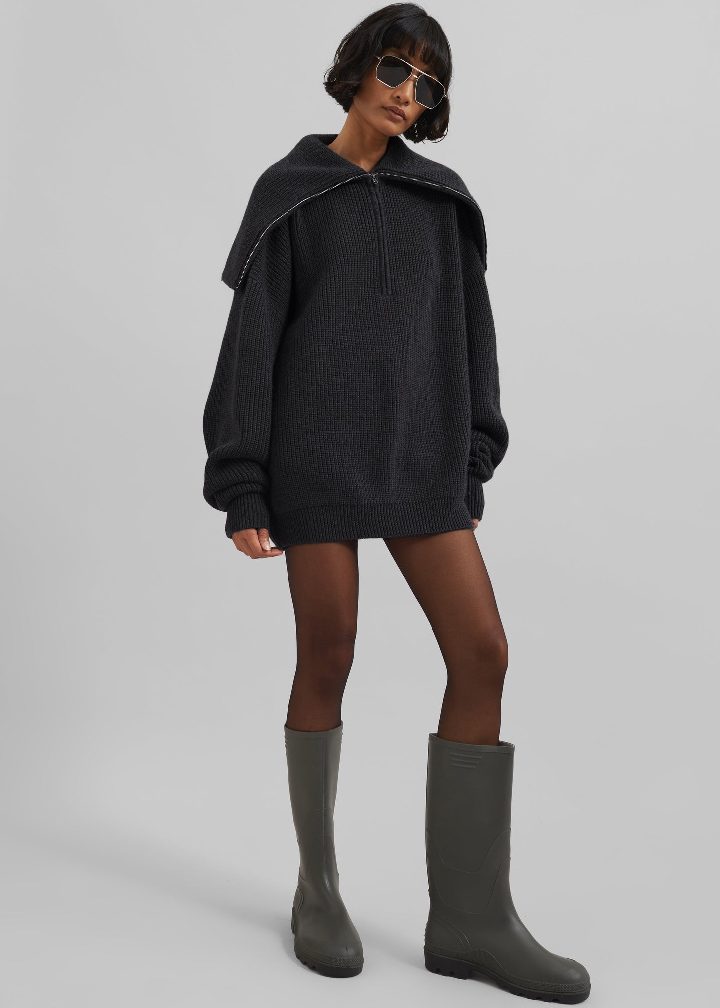 Hazel Oversized Wool Jumper - Dark Grey