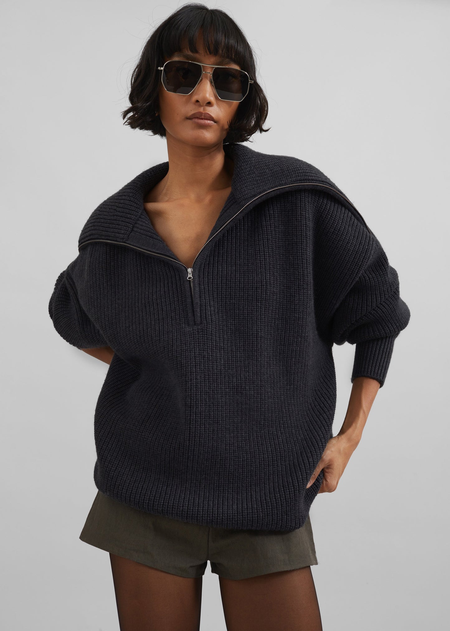 Hazel Oversized Wool Jumper - Dark Grey