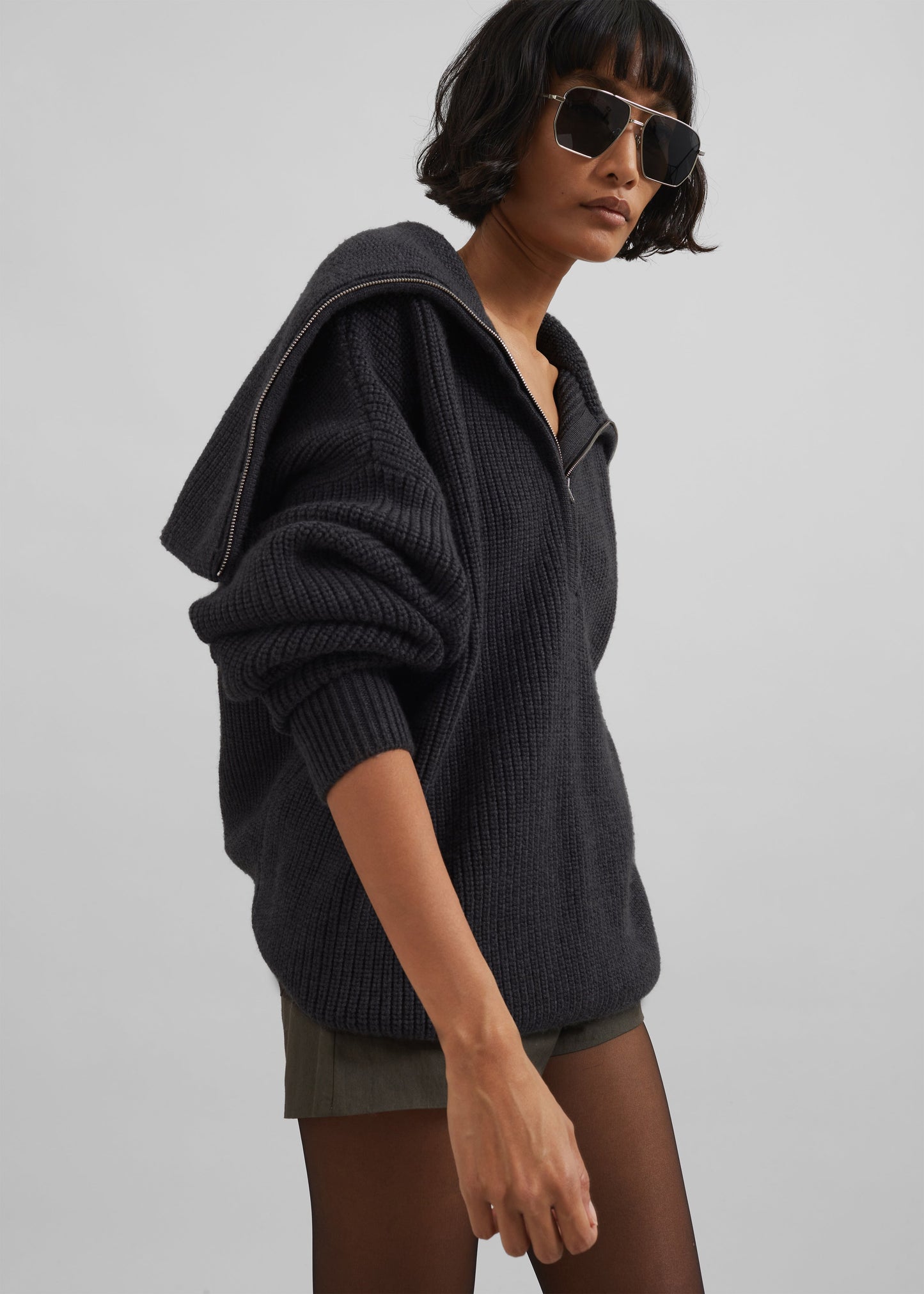 Hazel Oversized Wool Jumper - Dark Grey