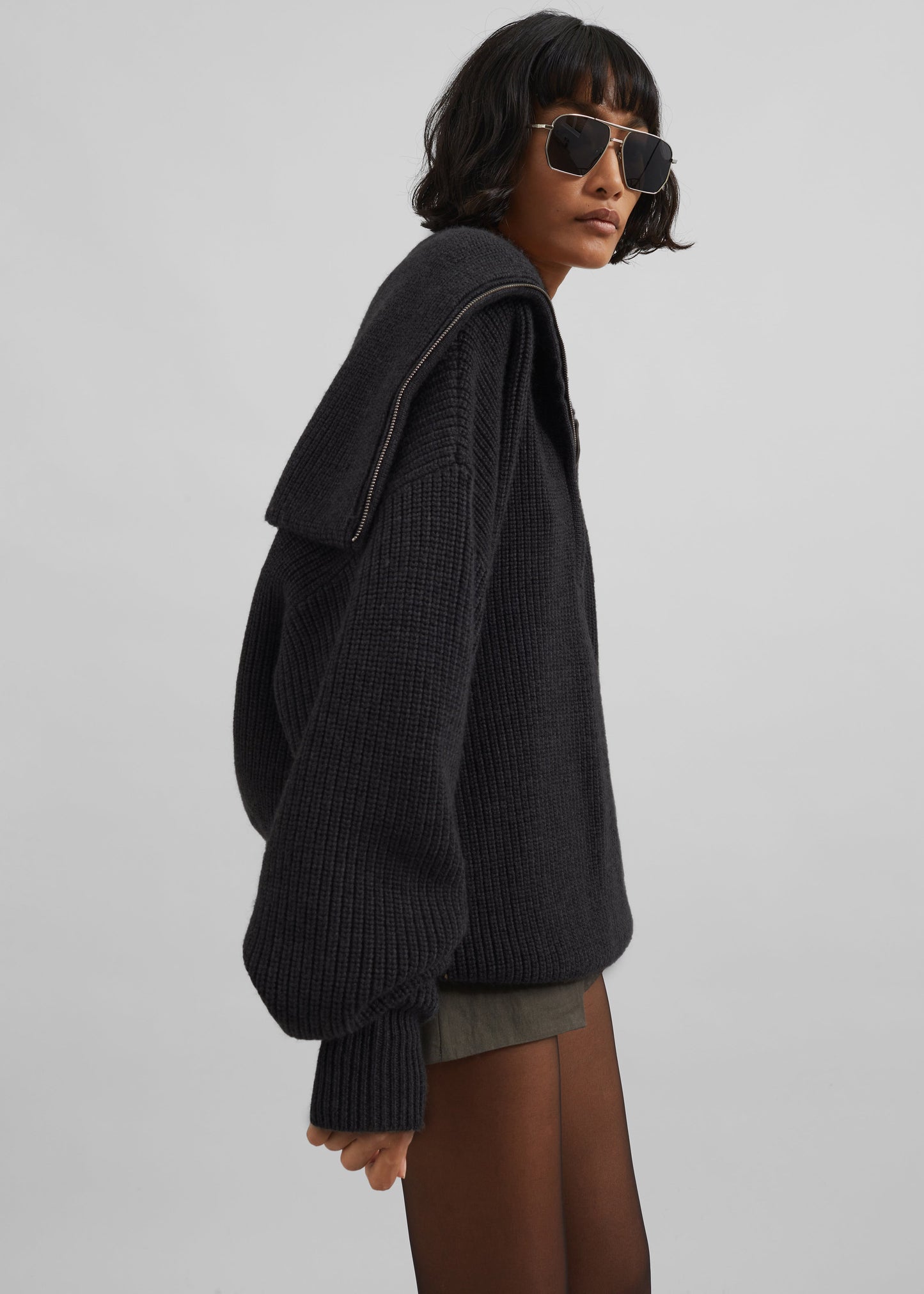 Hazel Oversized Wool Jumper - Dark Grey