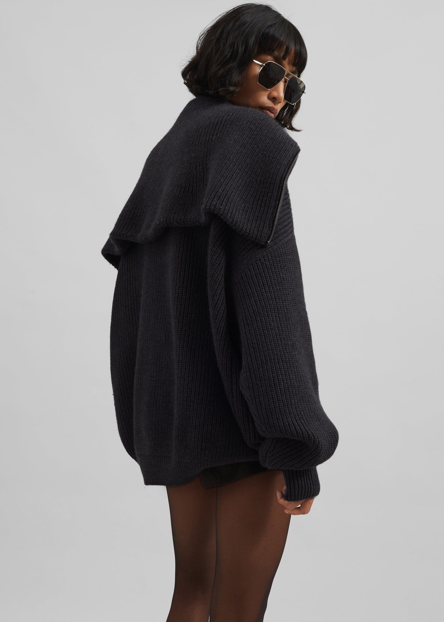 Hazel Oversized Wool Jumper - Dark Grey