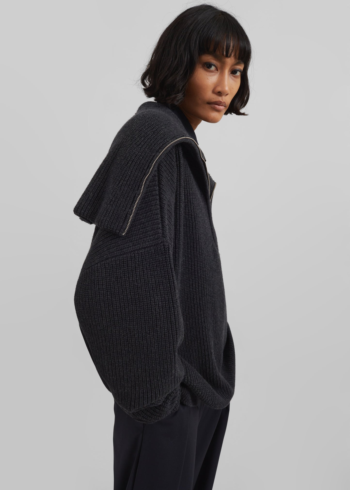 Hazel Oversized Wool Jumper - Dark Grey