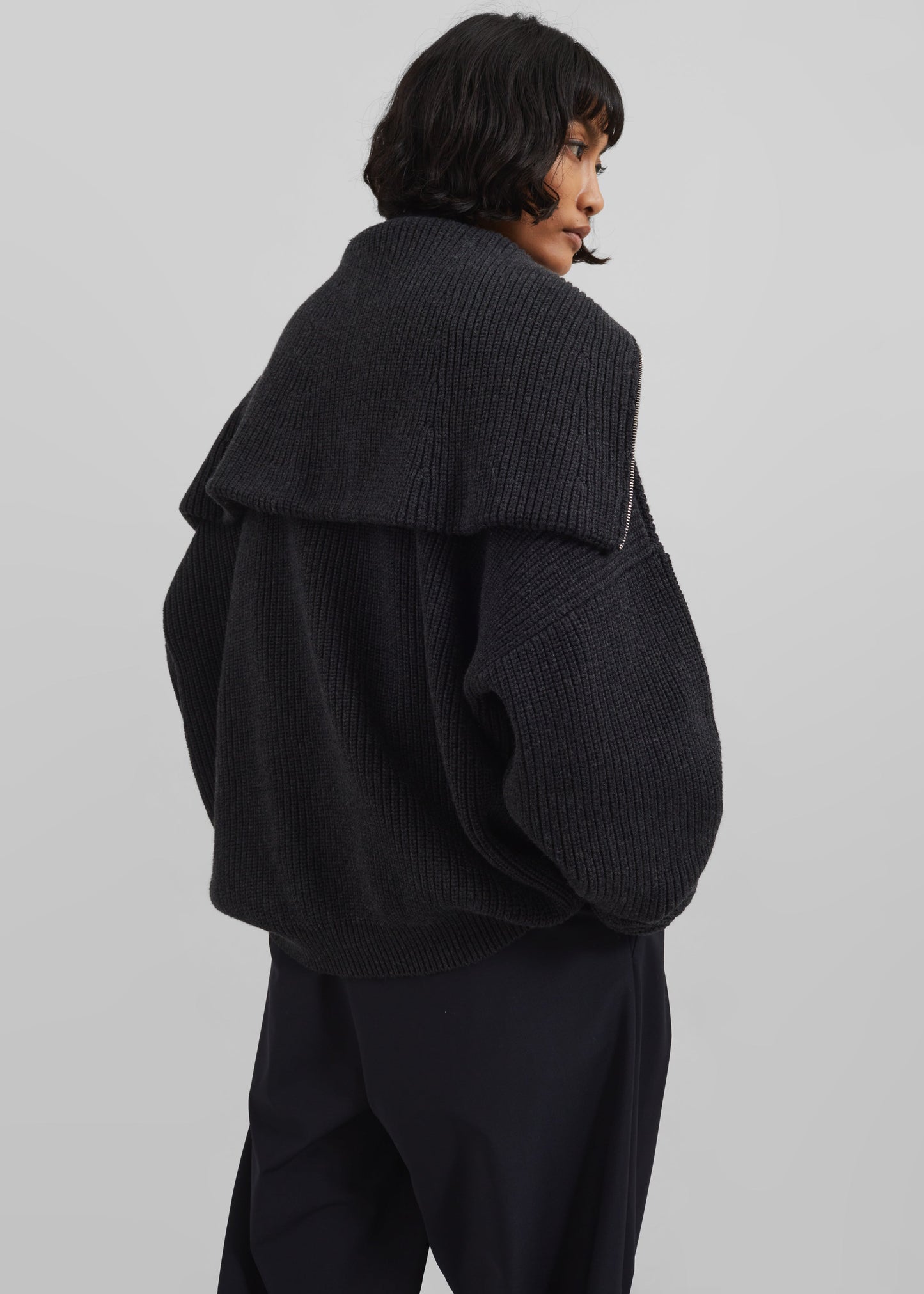 Hazel Oversized Wool Jumper - Dark Grey