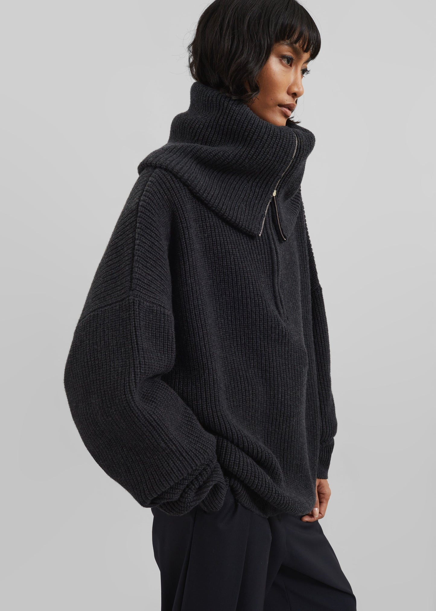 Hazel Oversized Wool Jumper - Dark Grey