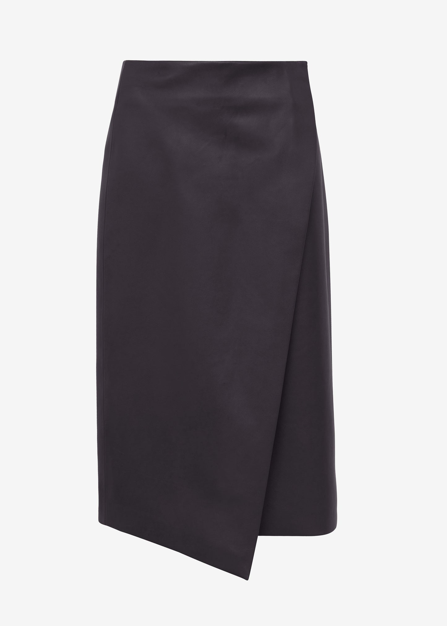 Hedi Leather Midi Wrap Skirt - Dark Plum