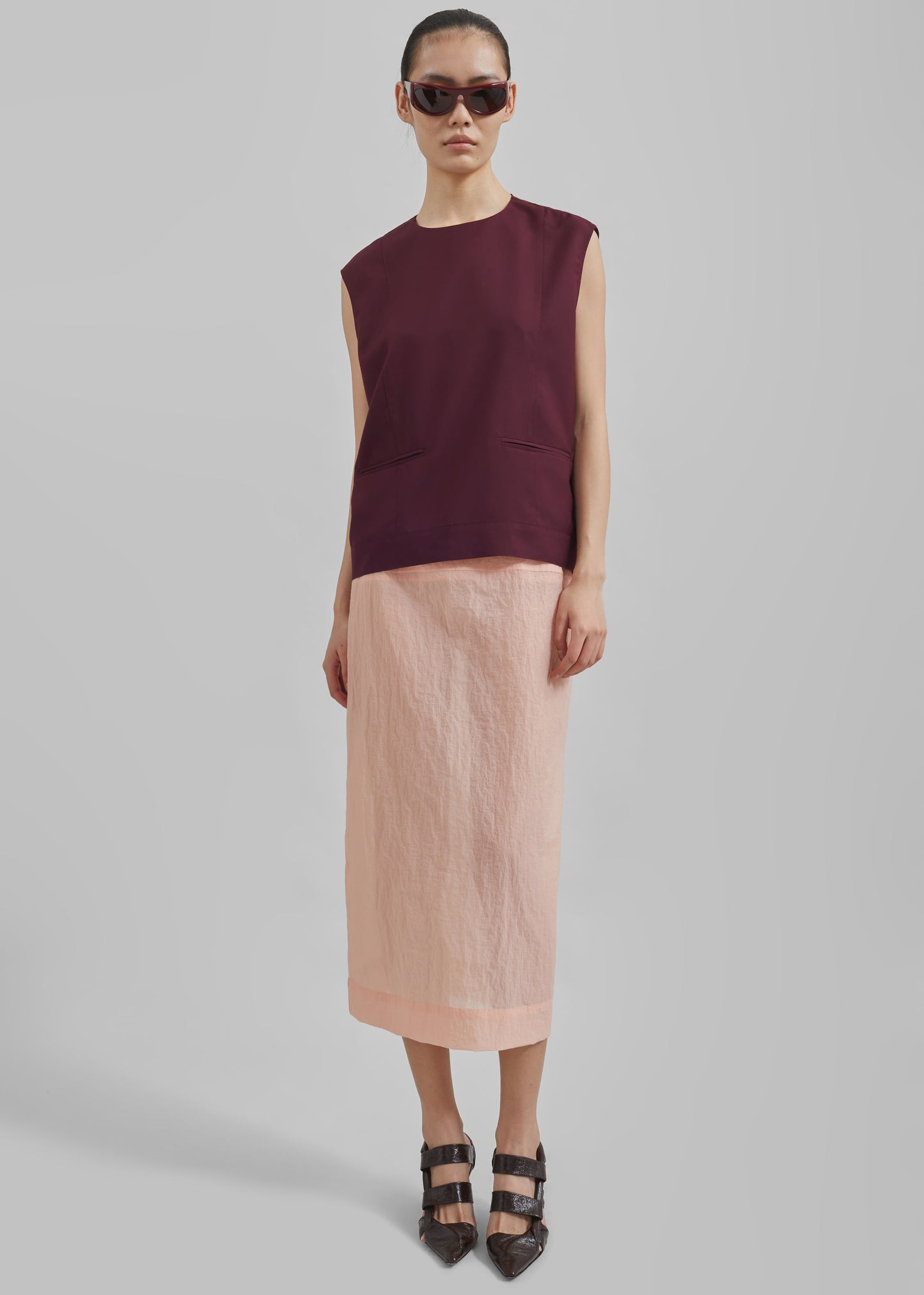 Heidi Semi Sheer Midi Skirt - Pink