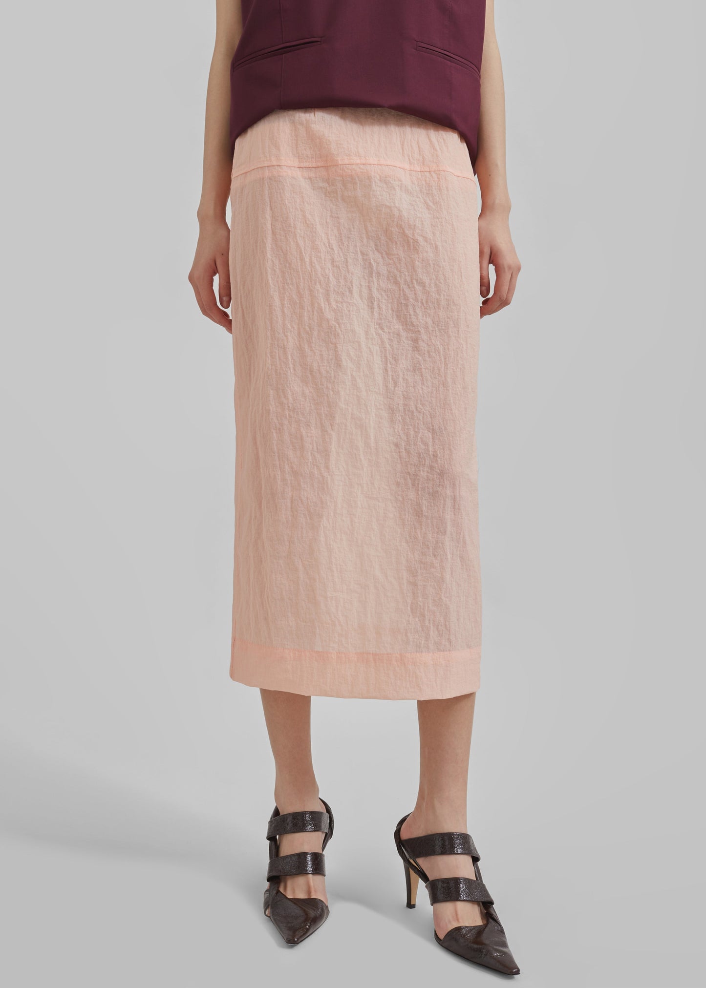 Heidi Semi Sheer Midi Skirt - Pink