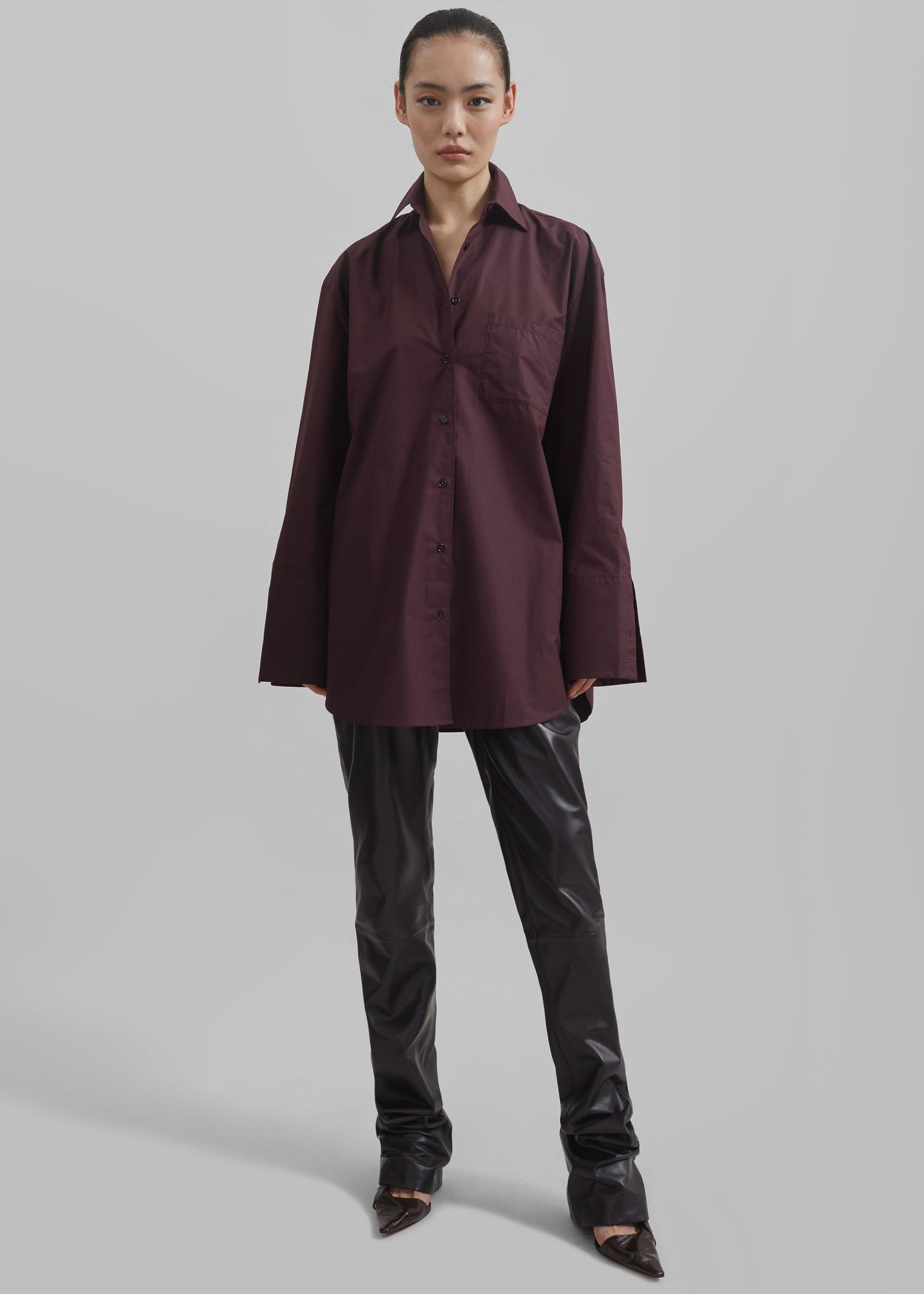 Helen Organic Cotton Long Shirt - Dark Plum