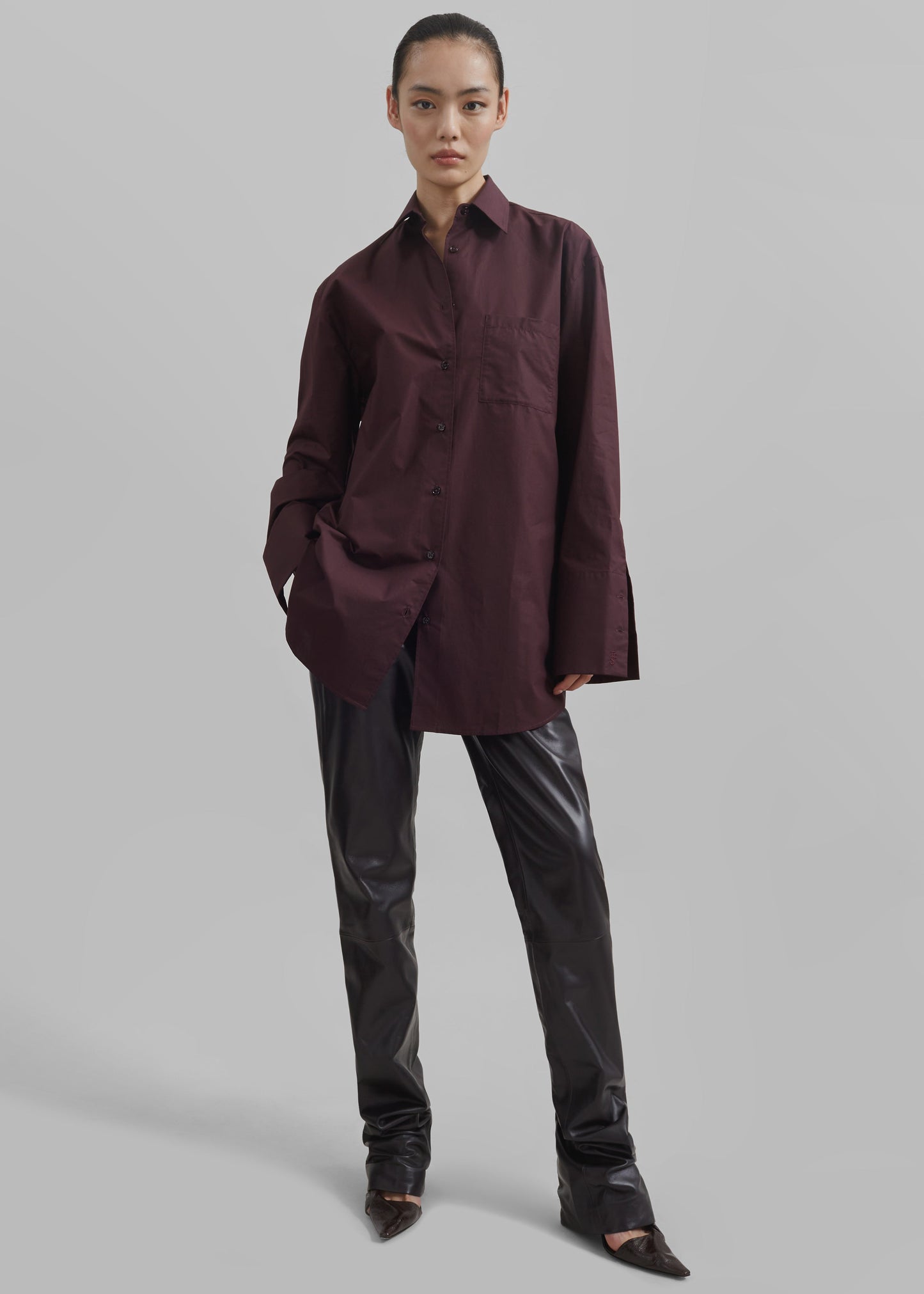 Helen Organic Cotton Long Shirt - Dark Plum