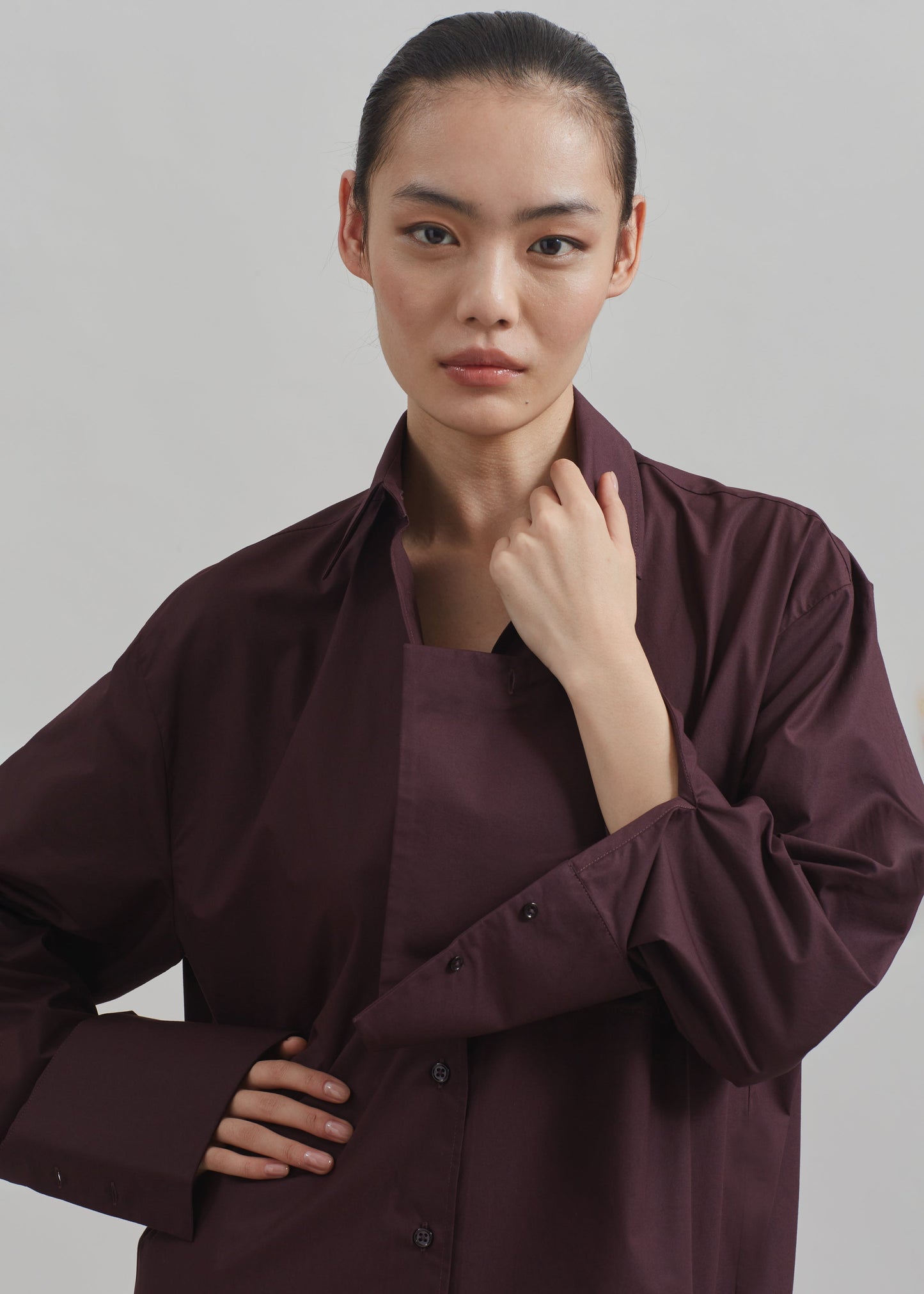 Helen Organic Cotton Long Shirt - Dark Plum