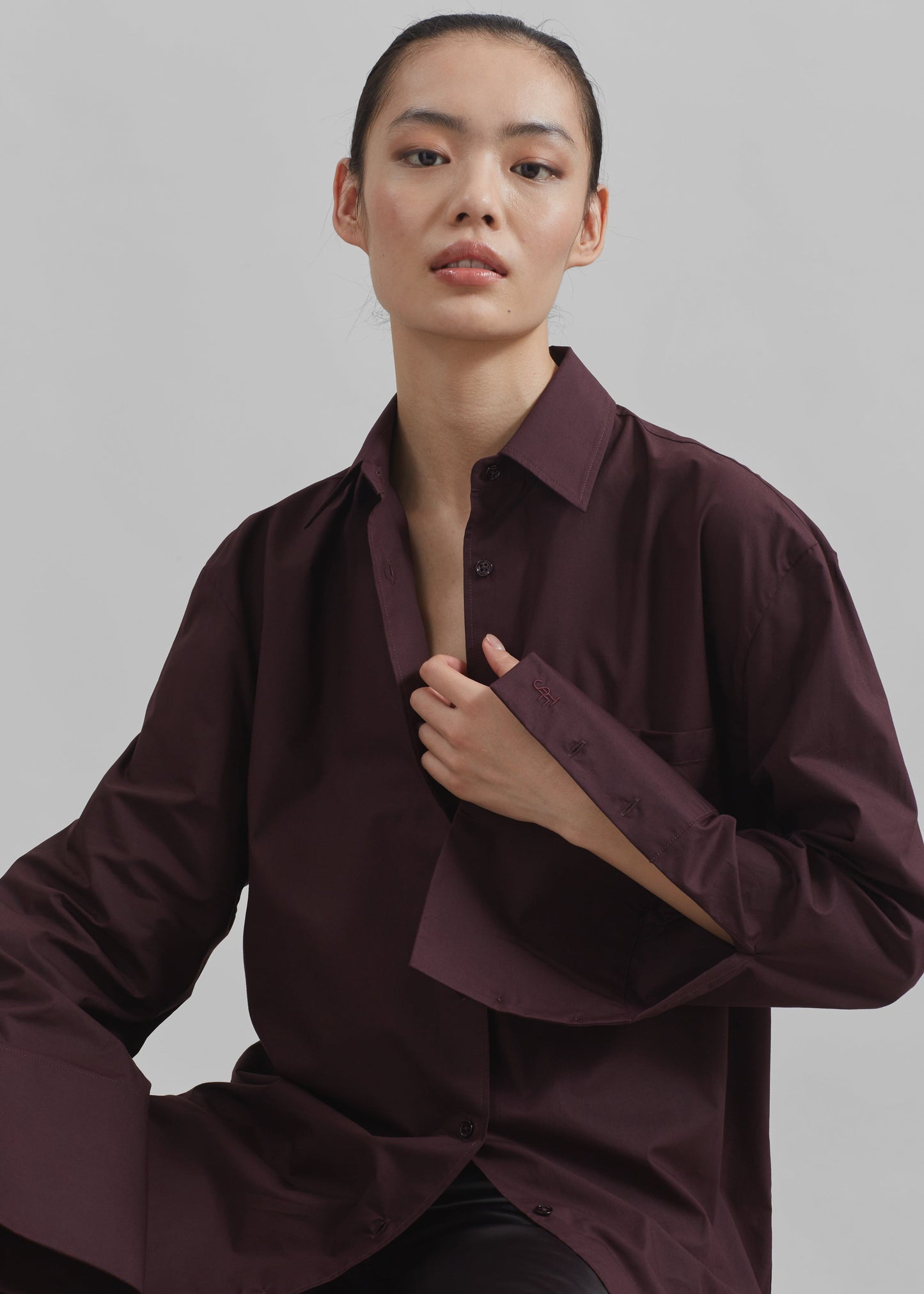 Helen Organic Cotton Long Shirt - Dark Plum