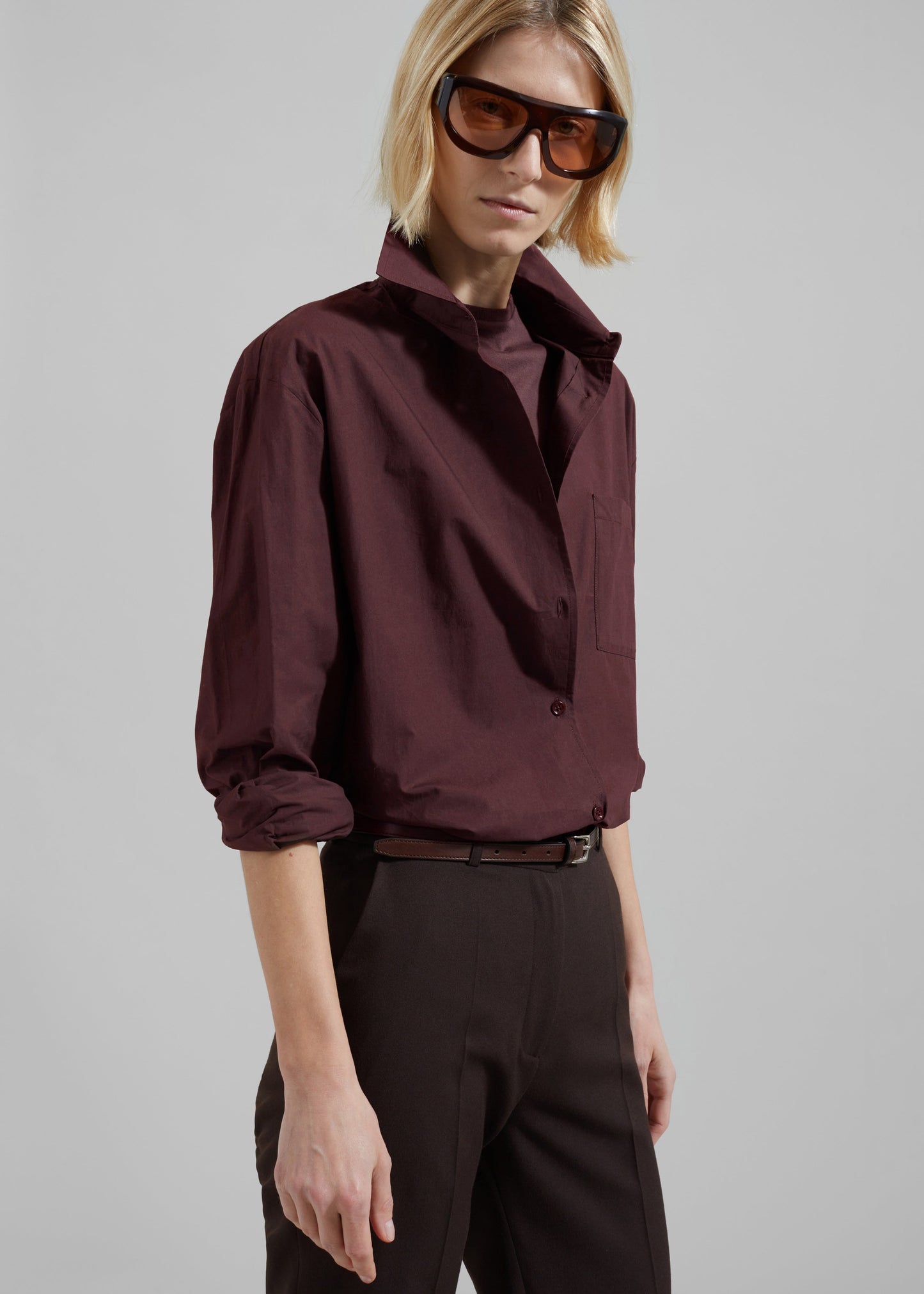 Helen Organic Cotton Long Shirt - Dark Plum