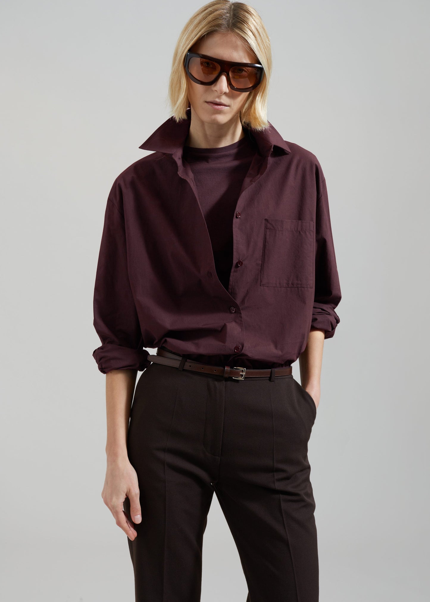 Helen Organic Cotton Long Shirt - Dark Plum