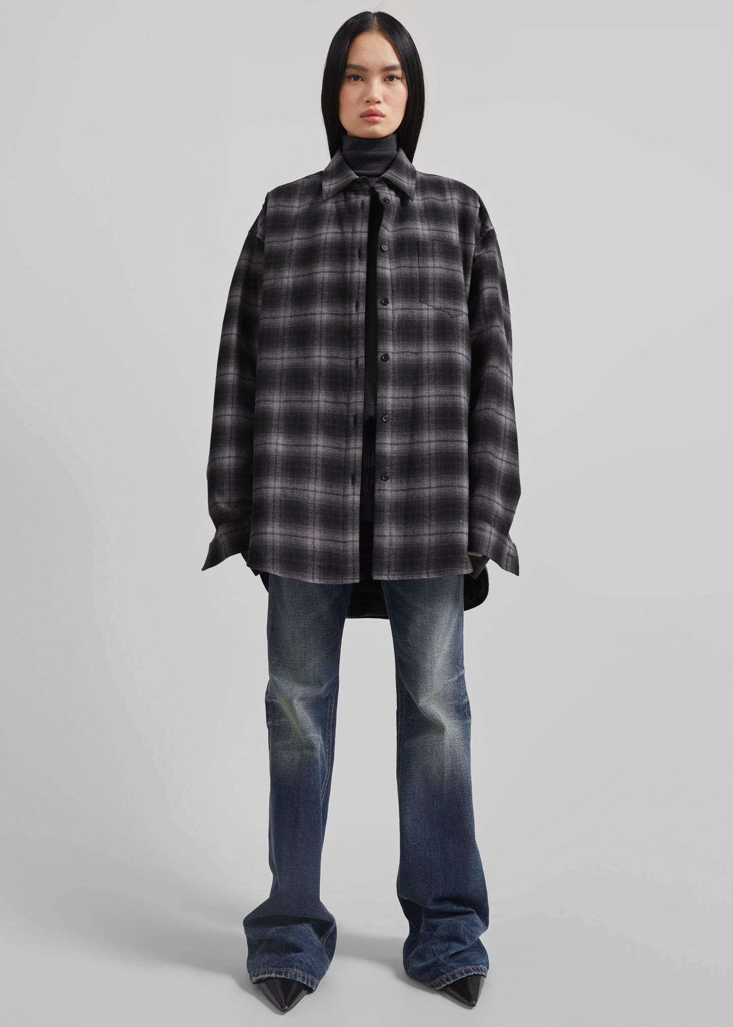 Helka Flannel Quilted Shirt - Charcoal