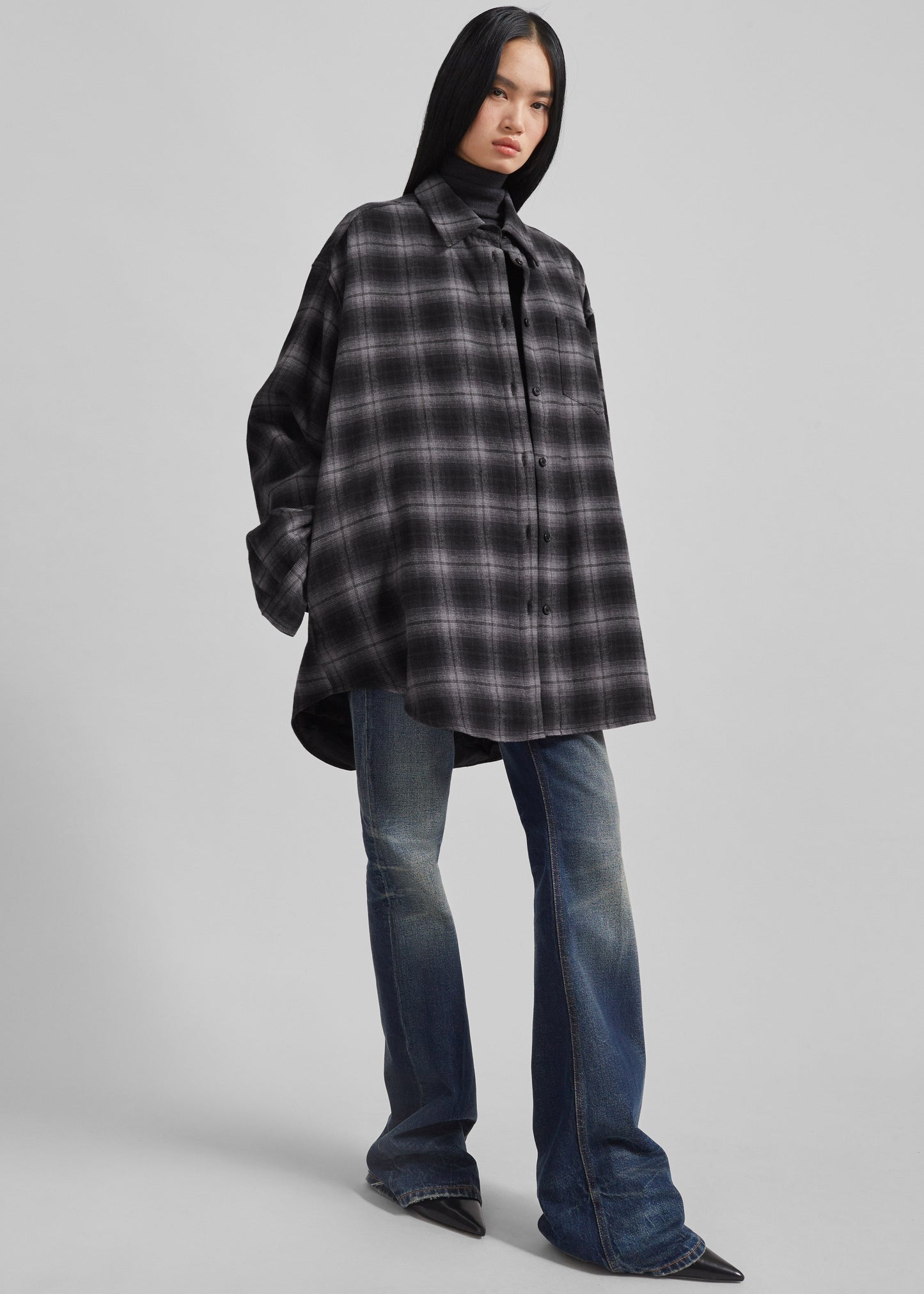 Helka Flannel Quilted Shirt - Charcoal