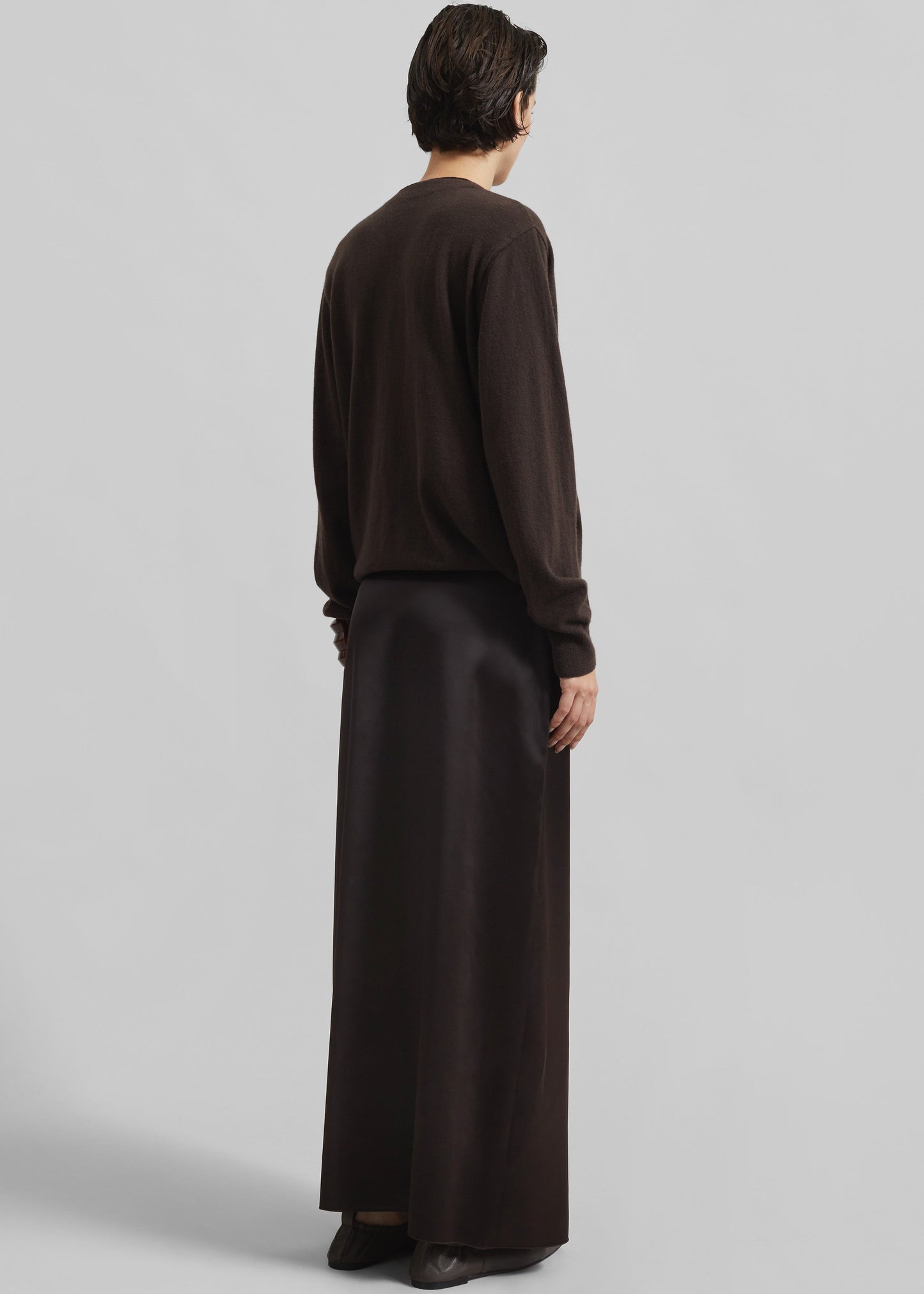 Hencil Satin Maxi Skirt - Brown