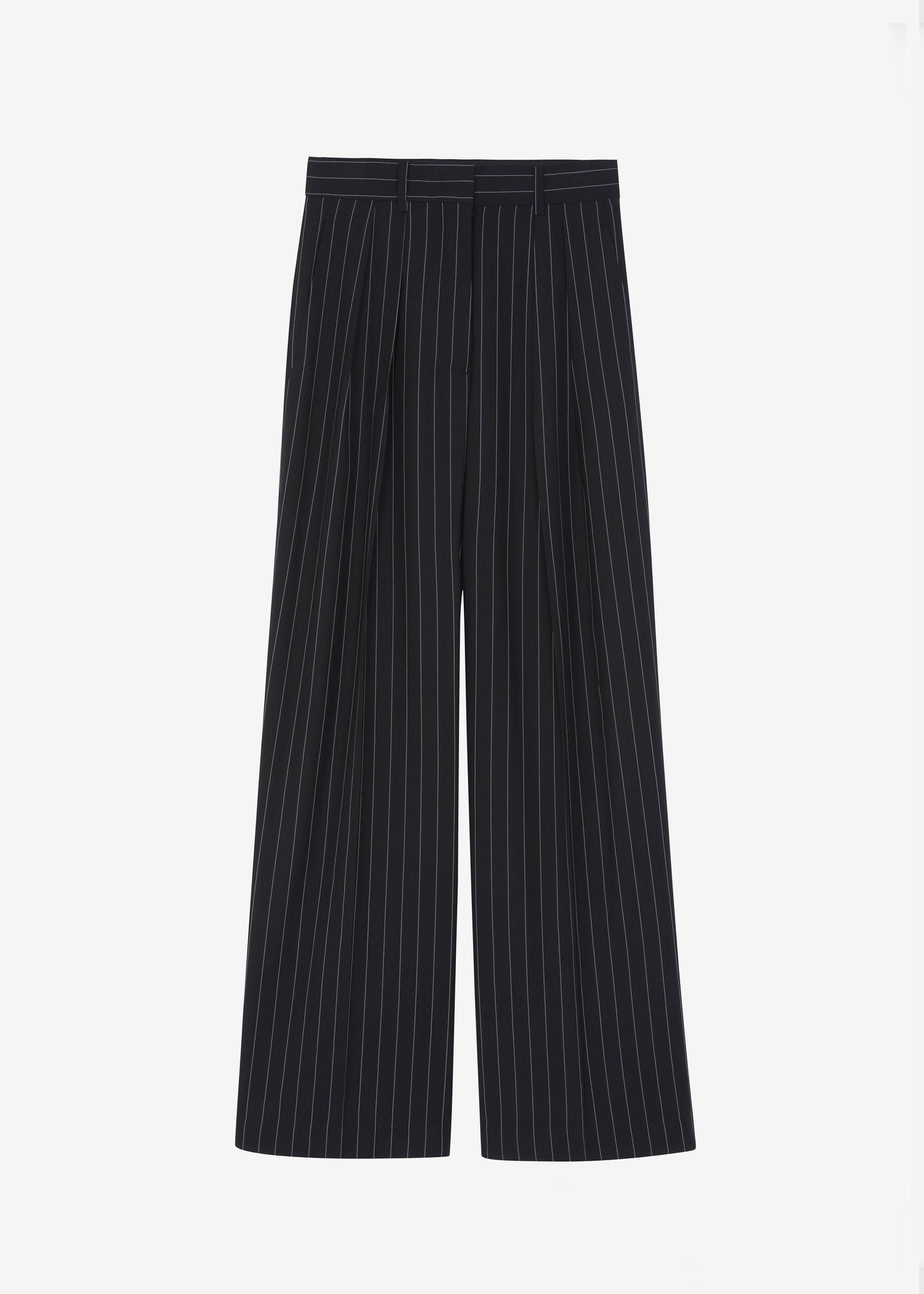 Holland Pleated Trousers - Black/White Pinstripe