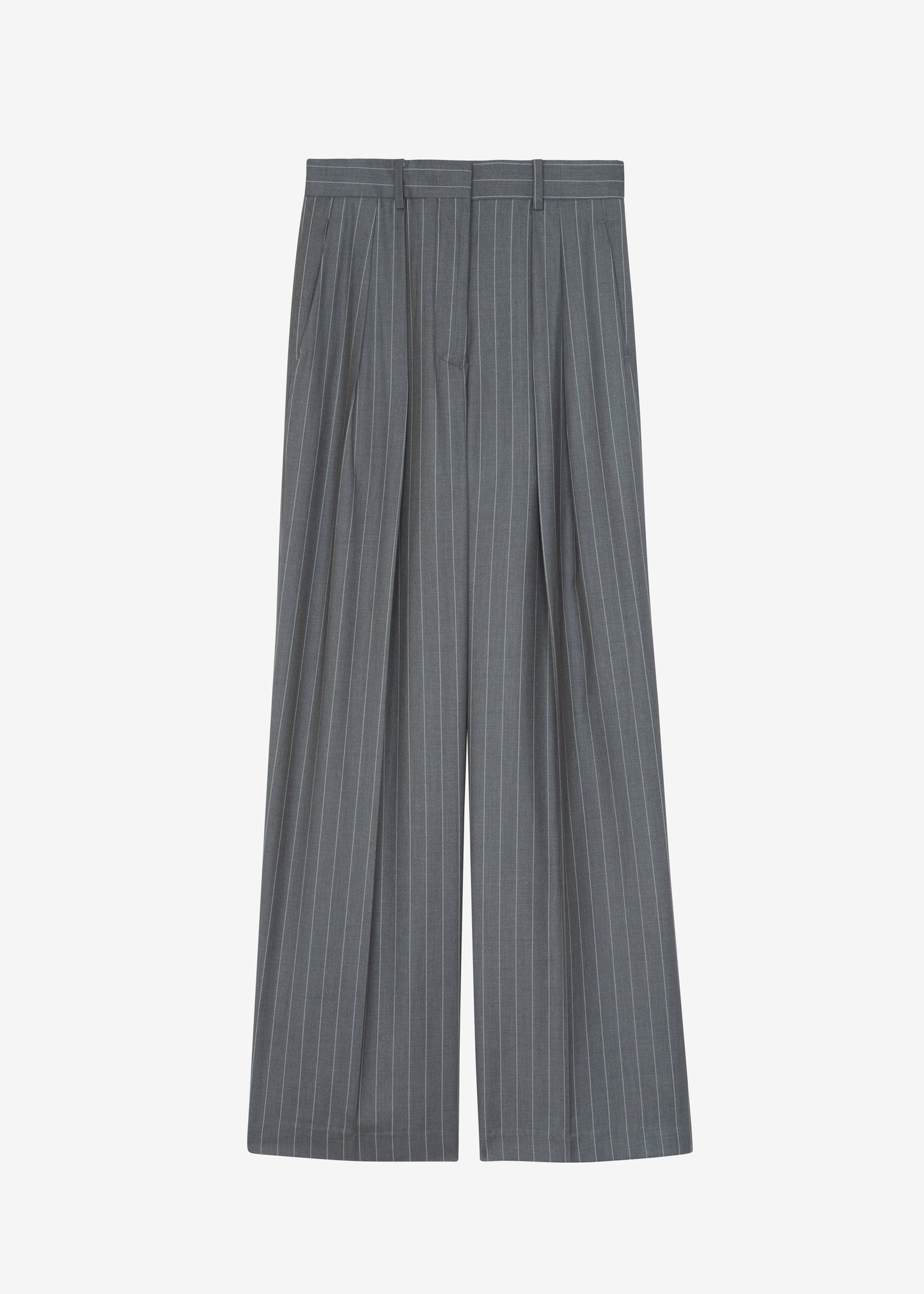 Holland Pleated Trousers - Charcoal/White Pinstripe