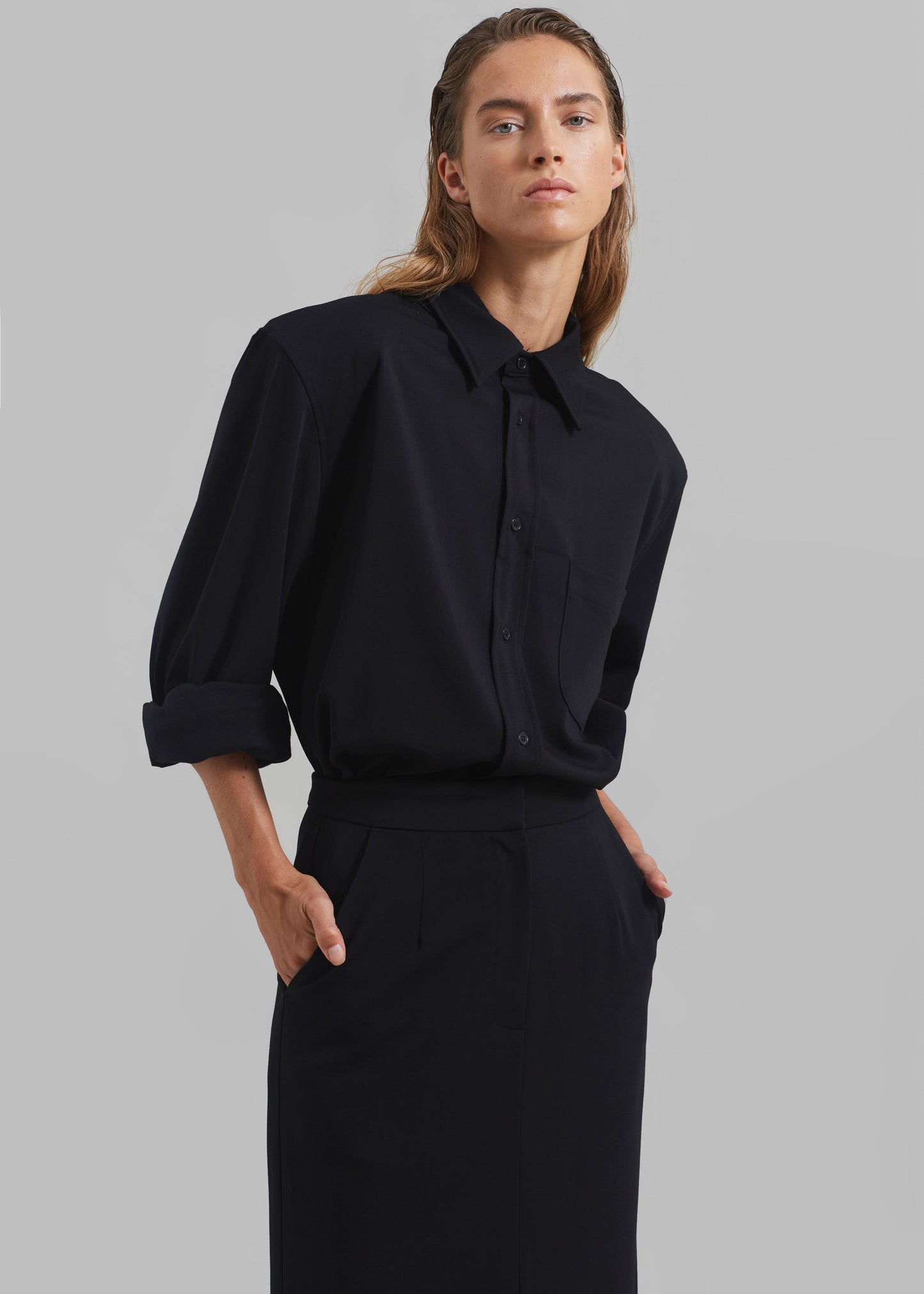 Hollis Padded Shoulder Shirt - Black