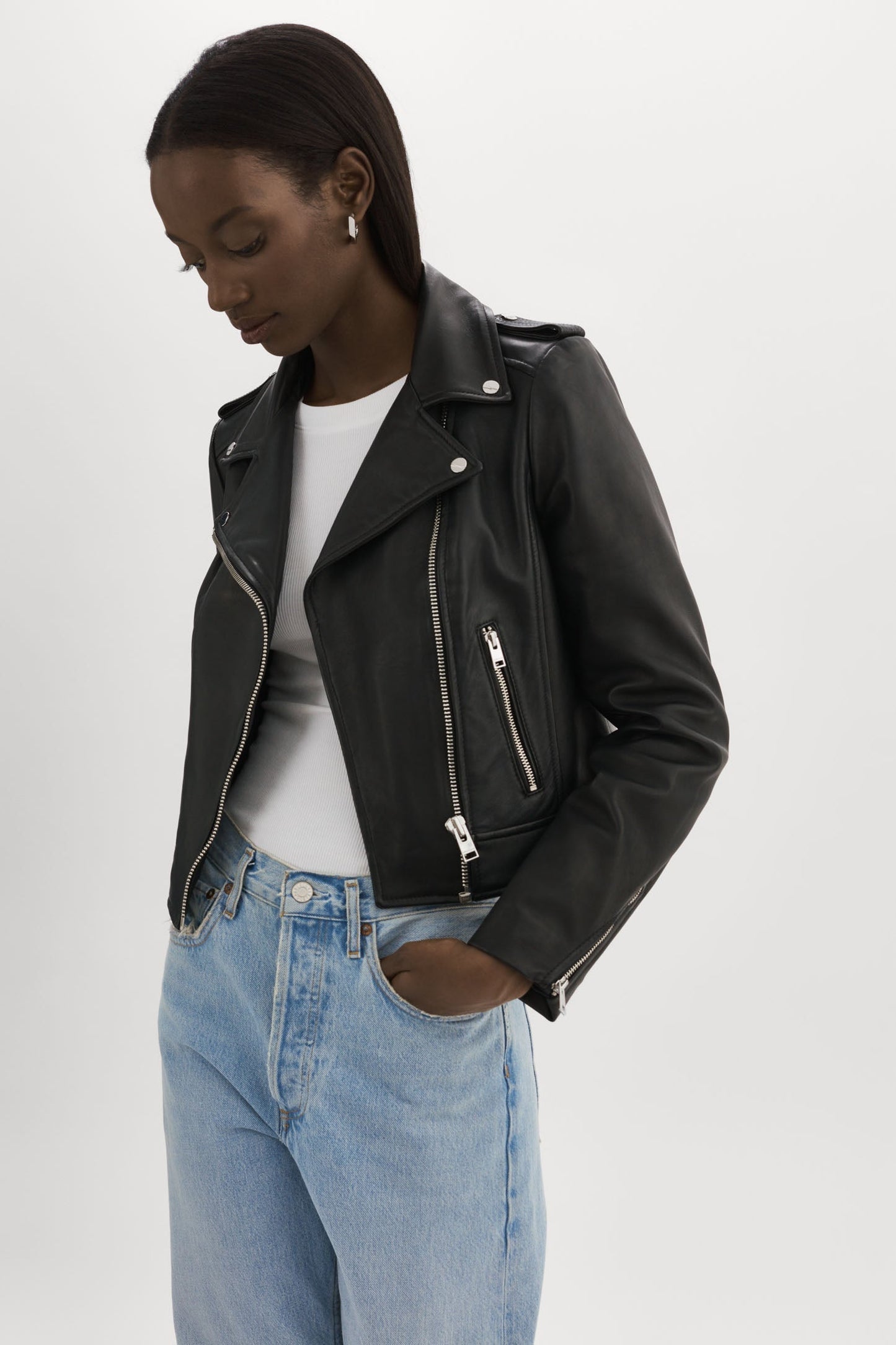 HOLY | Leather Biker Jacket with Removable Hood