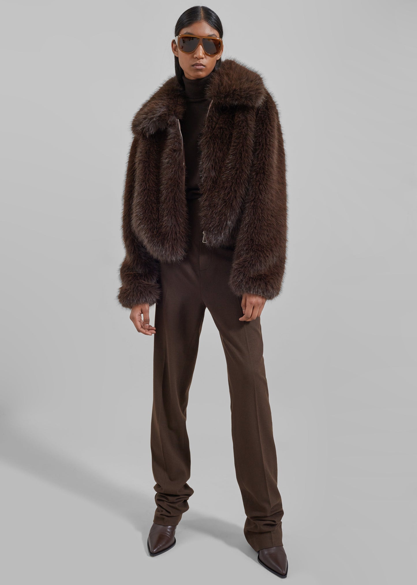 Hope Faux Fur Jacket - Brown