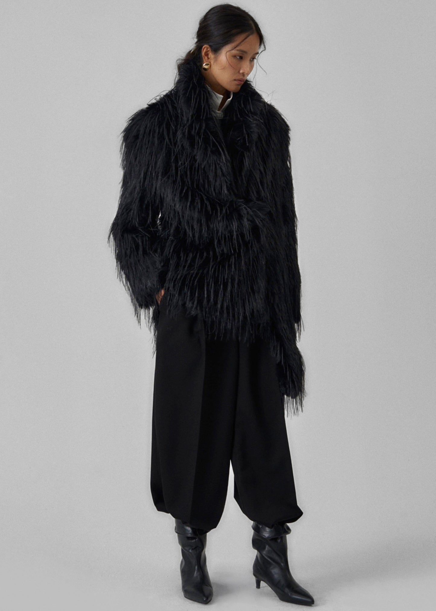 Hythe Faux Fur Coat - Black