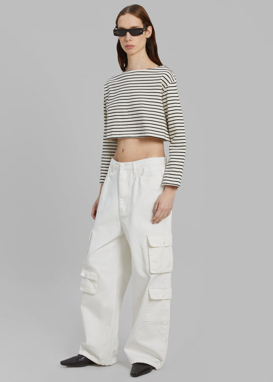 Hailey Denim Oversized Cargo Pants - White