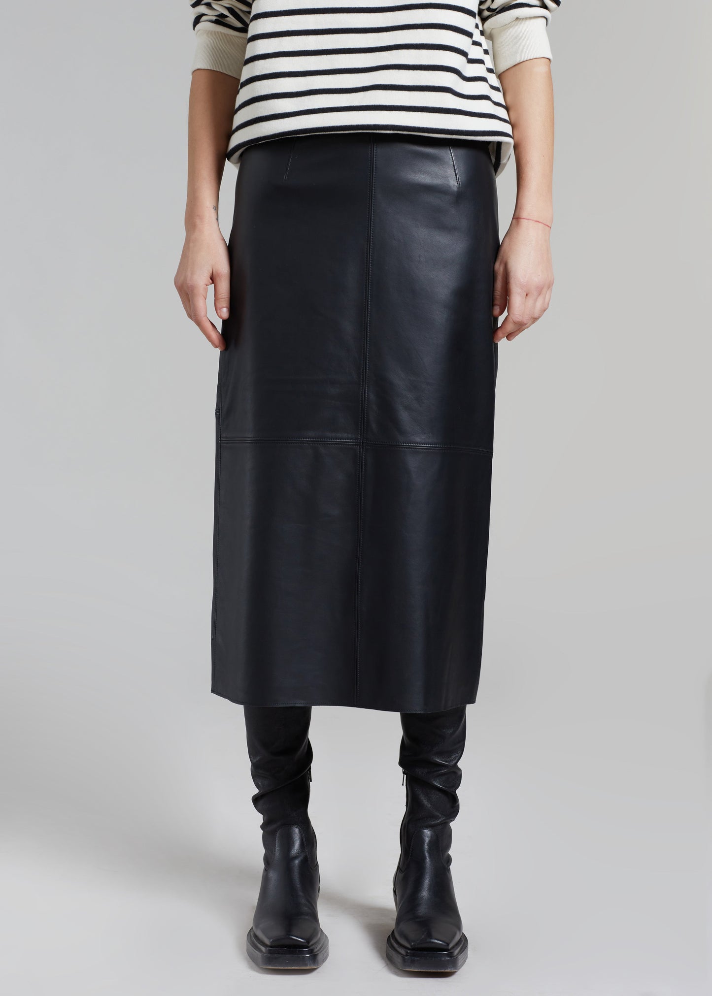 Heather Leather Pencil Skirt - Black