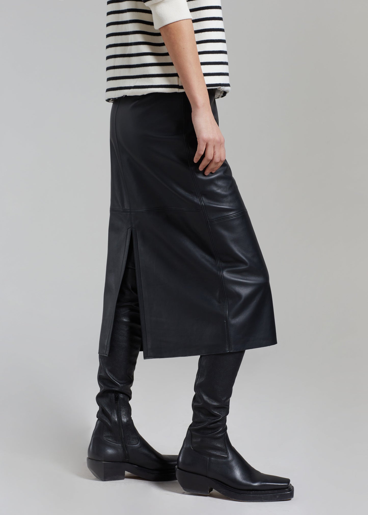 Heather Leather Pencil Skirt - Black