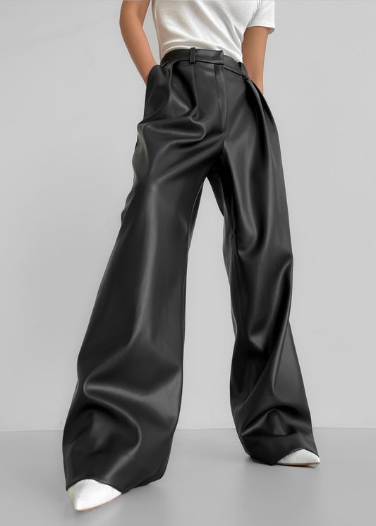 Helsinki Faux Leather Pants - Black