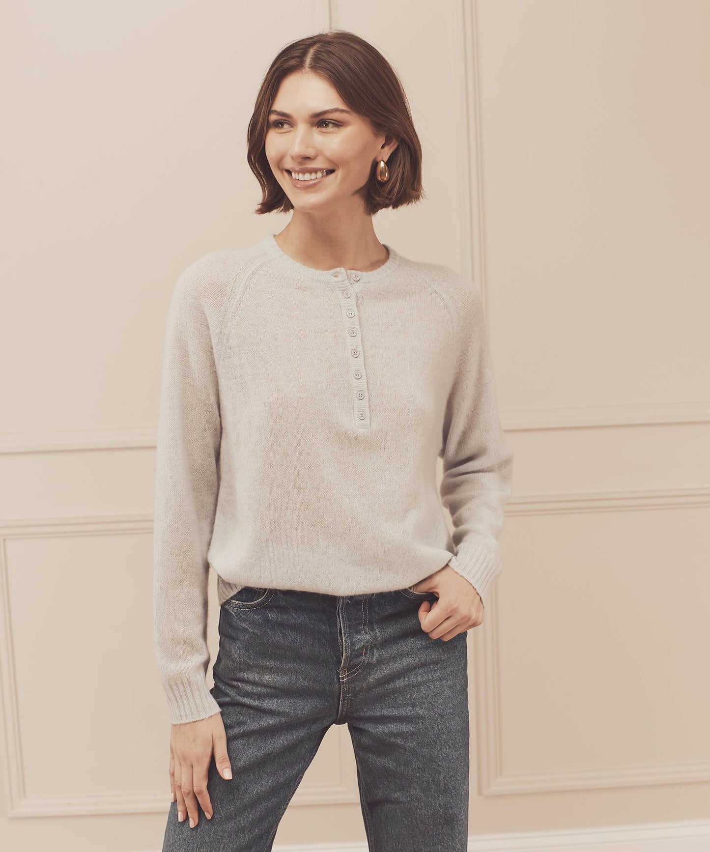 Featherweight Cashmere Henley Sweater