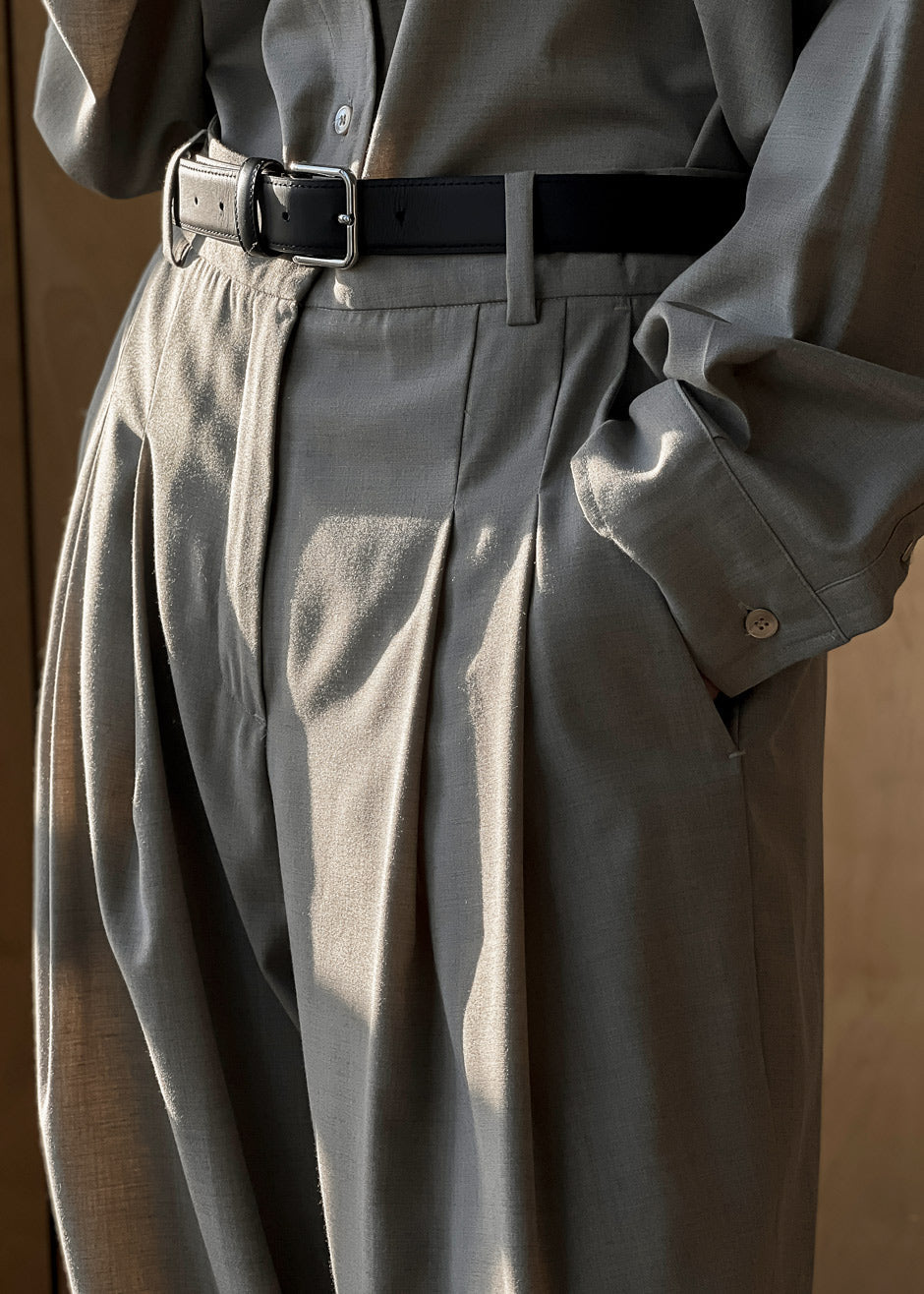 Gelso Pleated Trousers - Light Taupe Melange