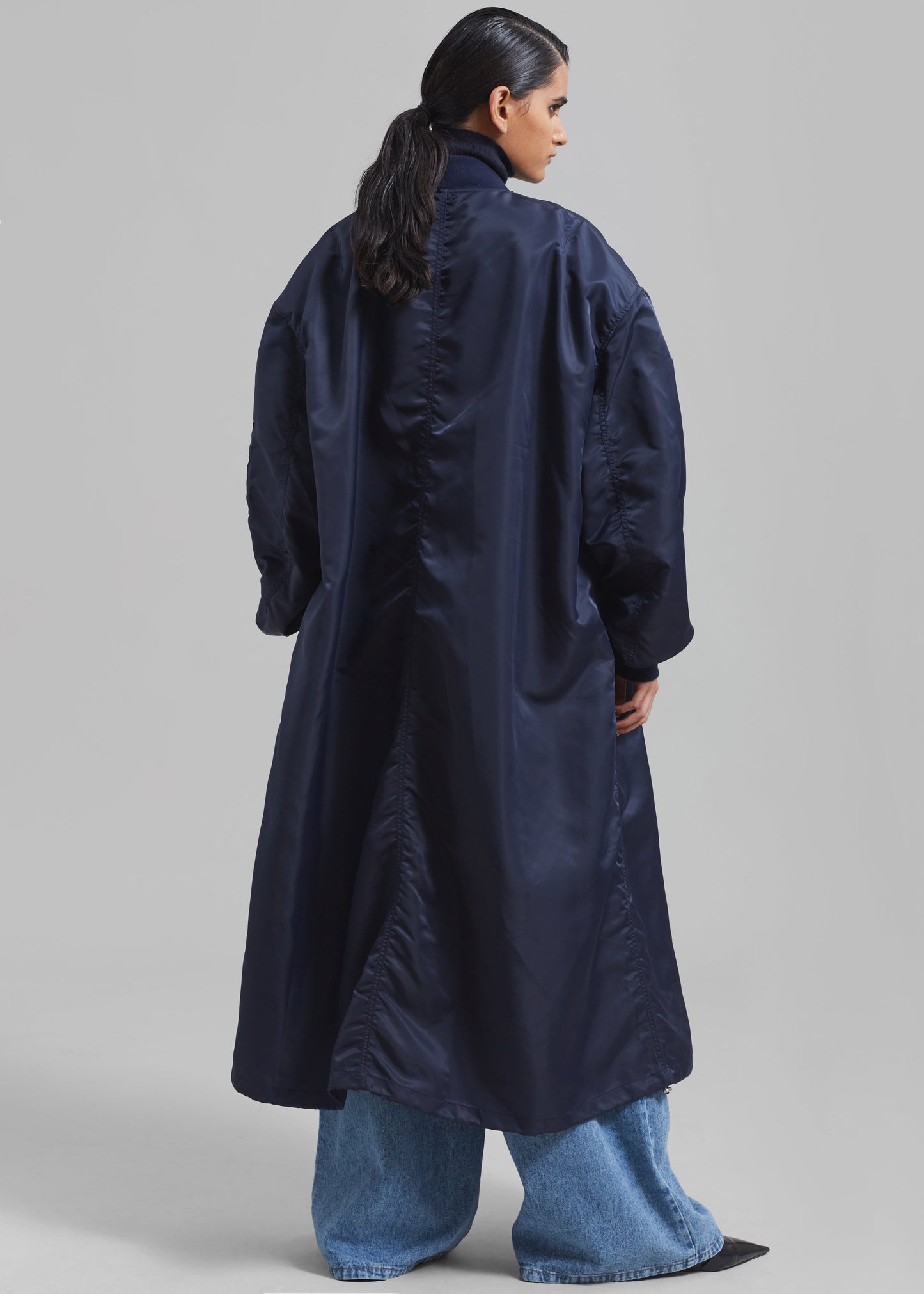 Isaac Oversized Bomber Coat - Navy