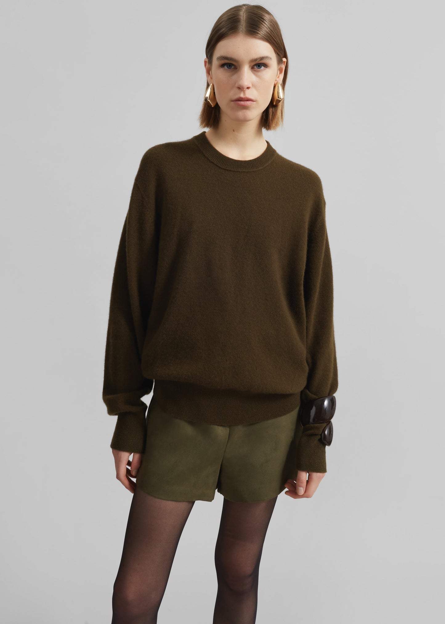 Isar Wool Crewneck Sweater - Khaki