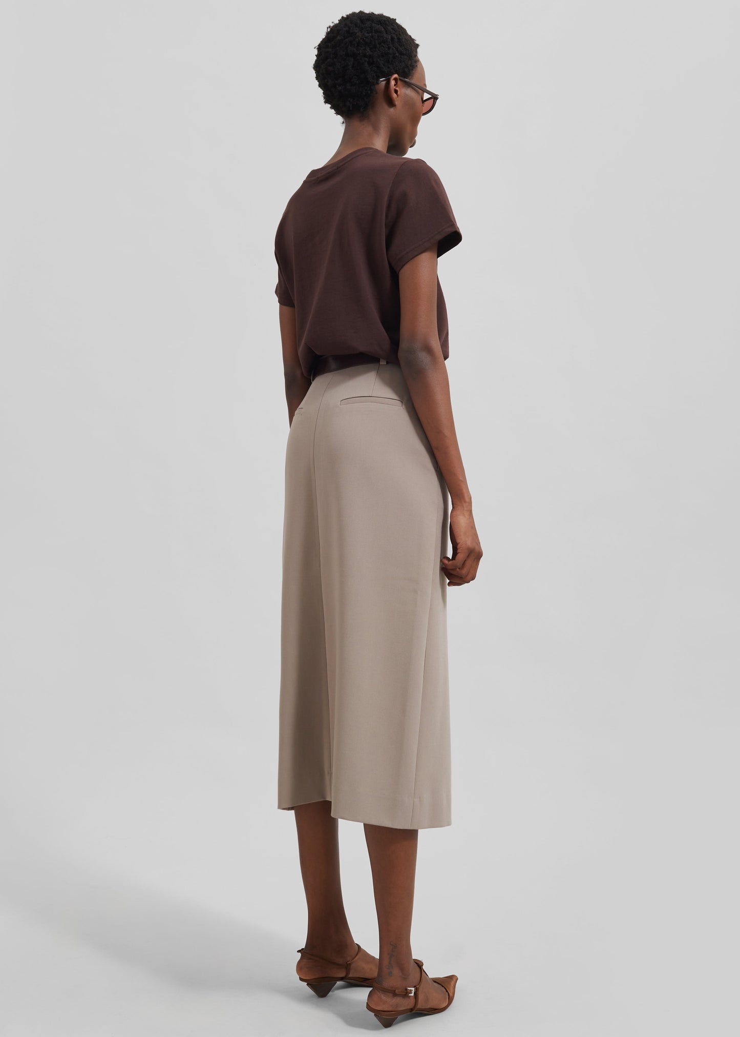 Jacey Midi Slit Skirt - Beige