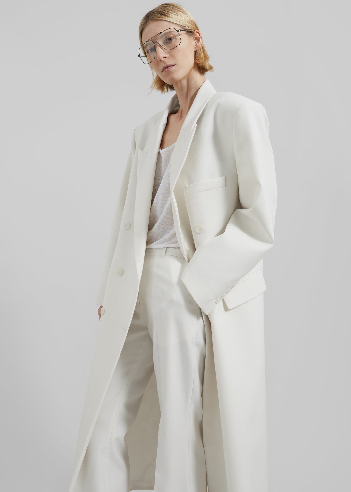 Jane Long Coat - White