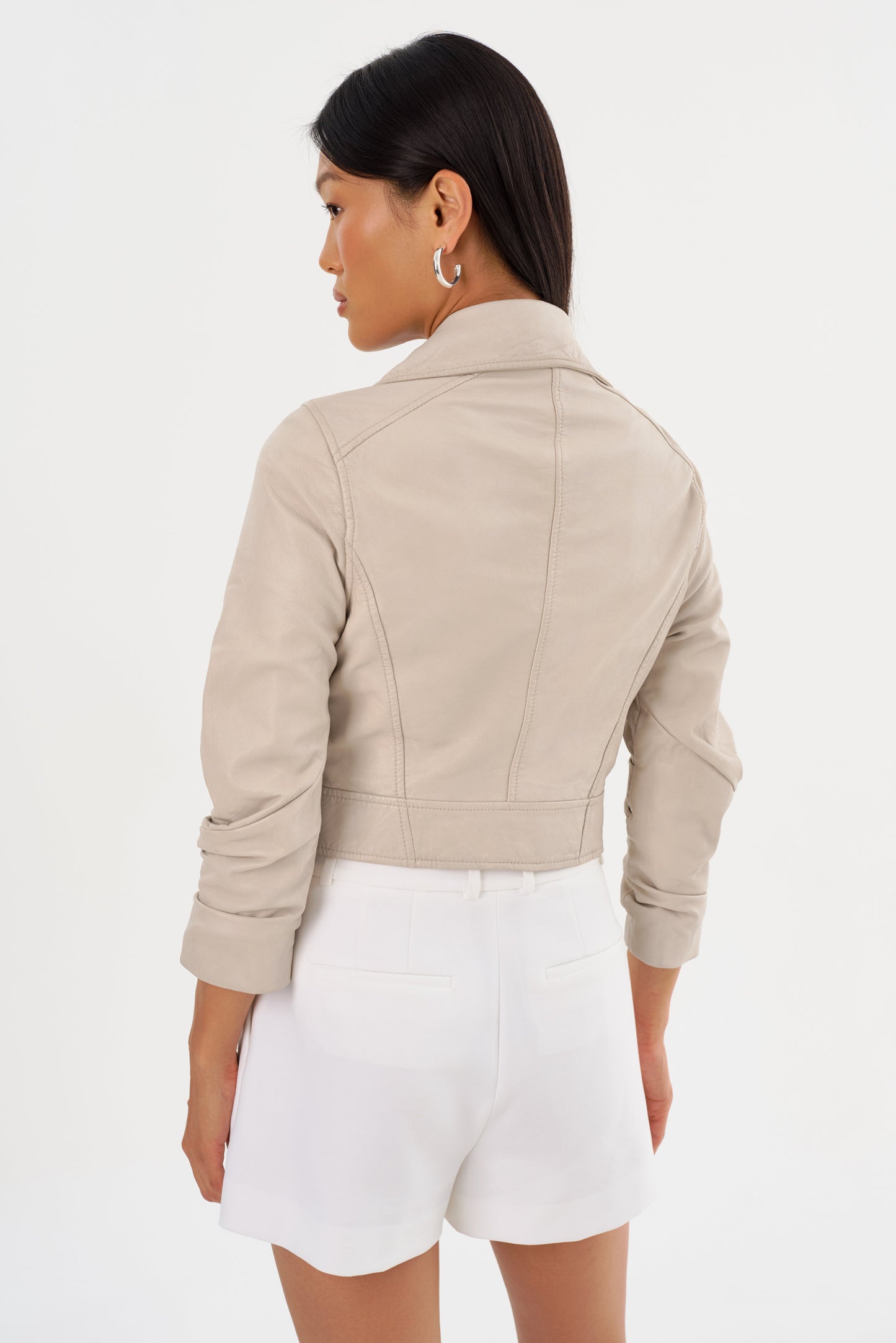 JANIKA | Cropped Leather Biker Jacket