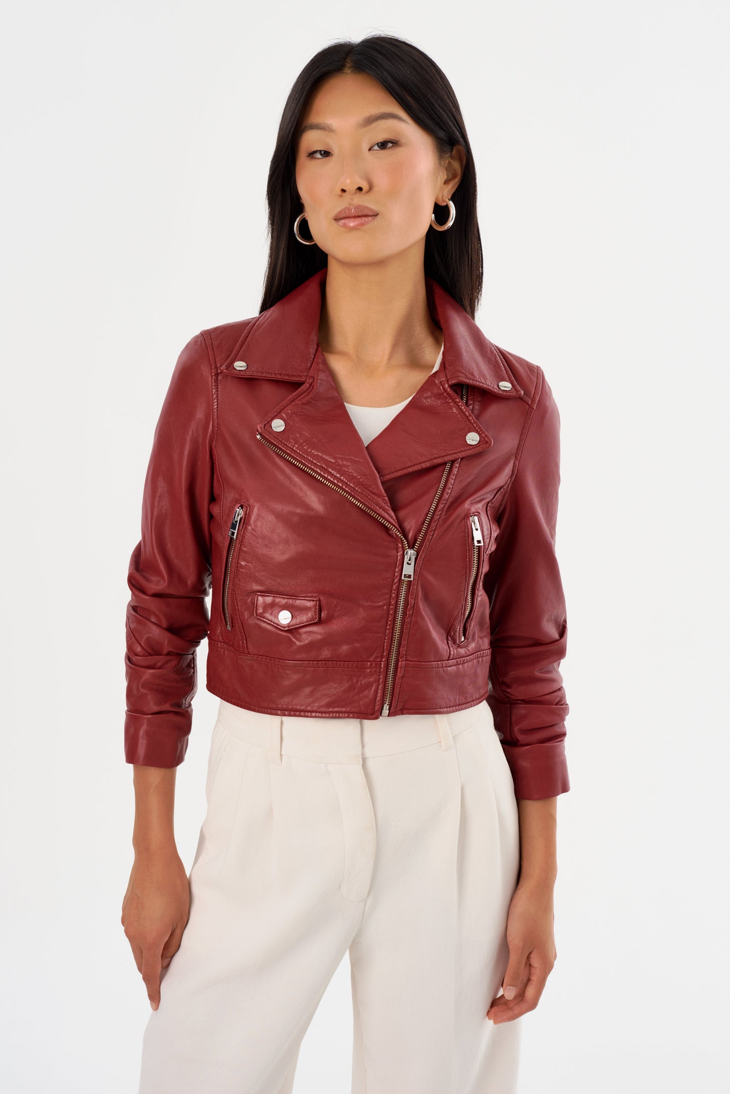 JANIKA | Cropped Leather Biker Jacket