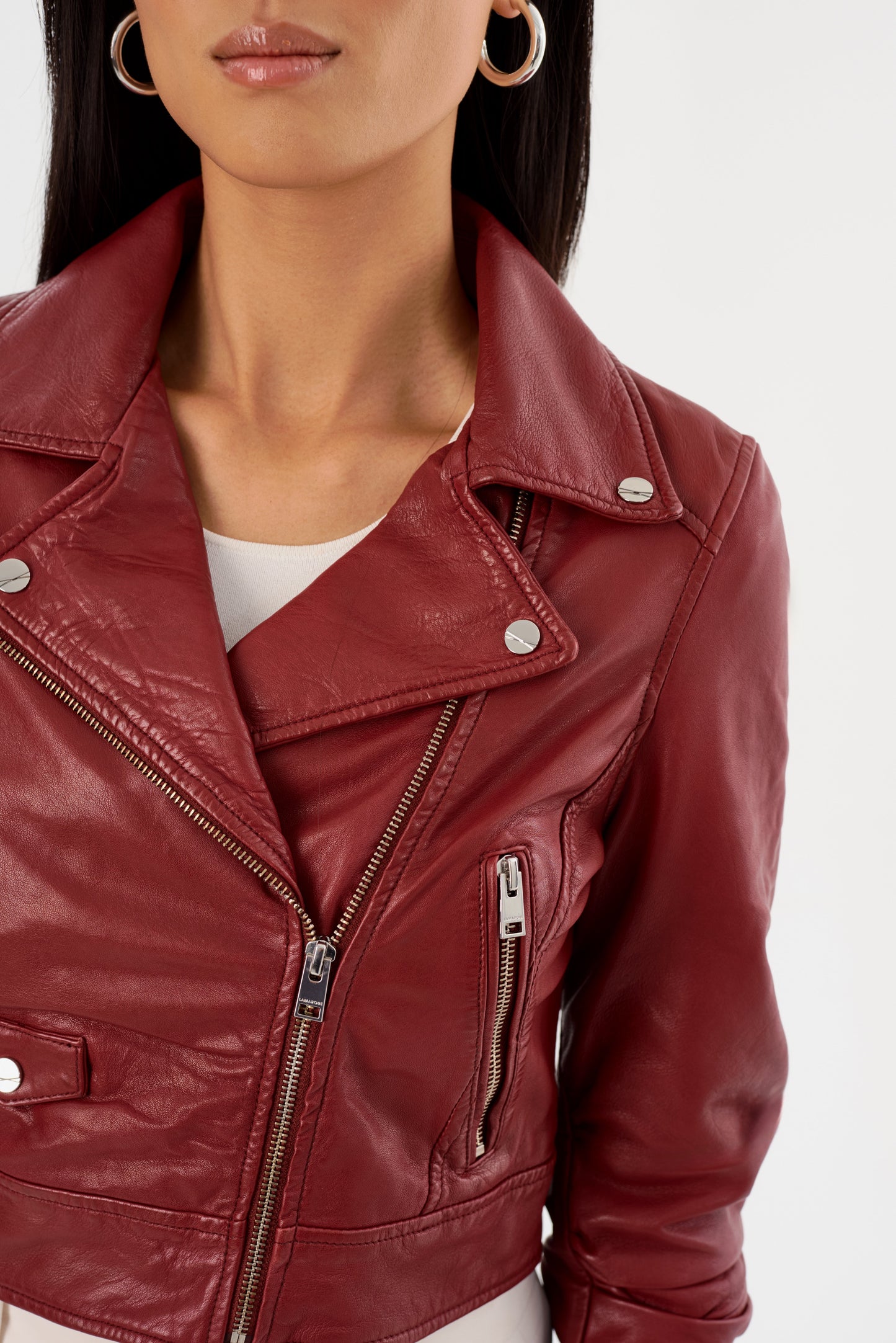 JANIKA | Cropped Leather Biker Jacket