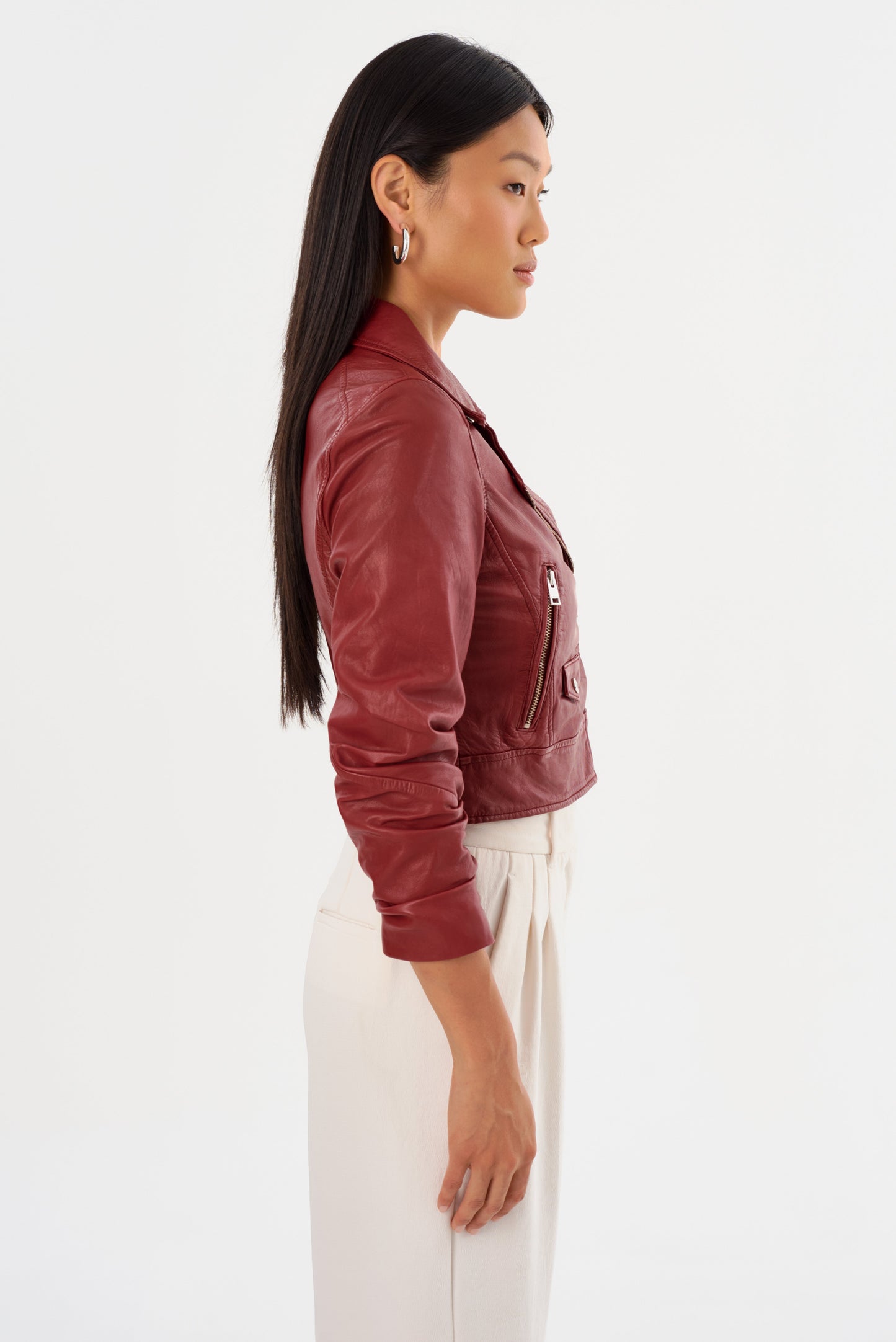 JANIKA | Cropped Leather Biker Jacket