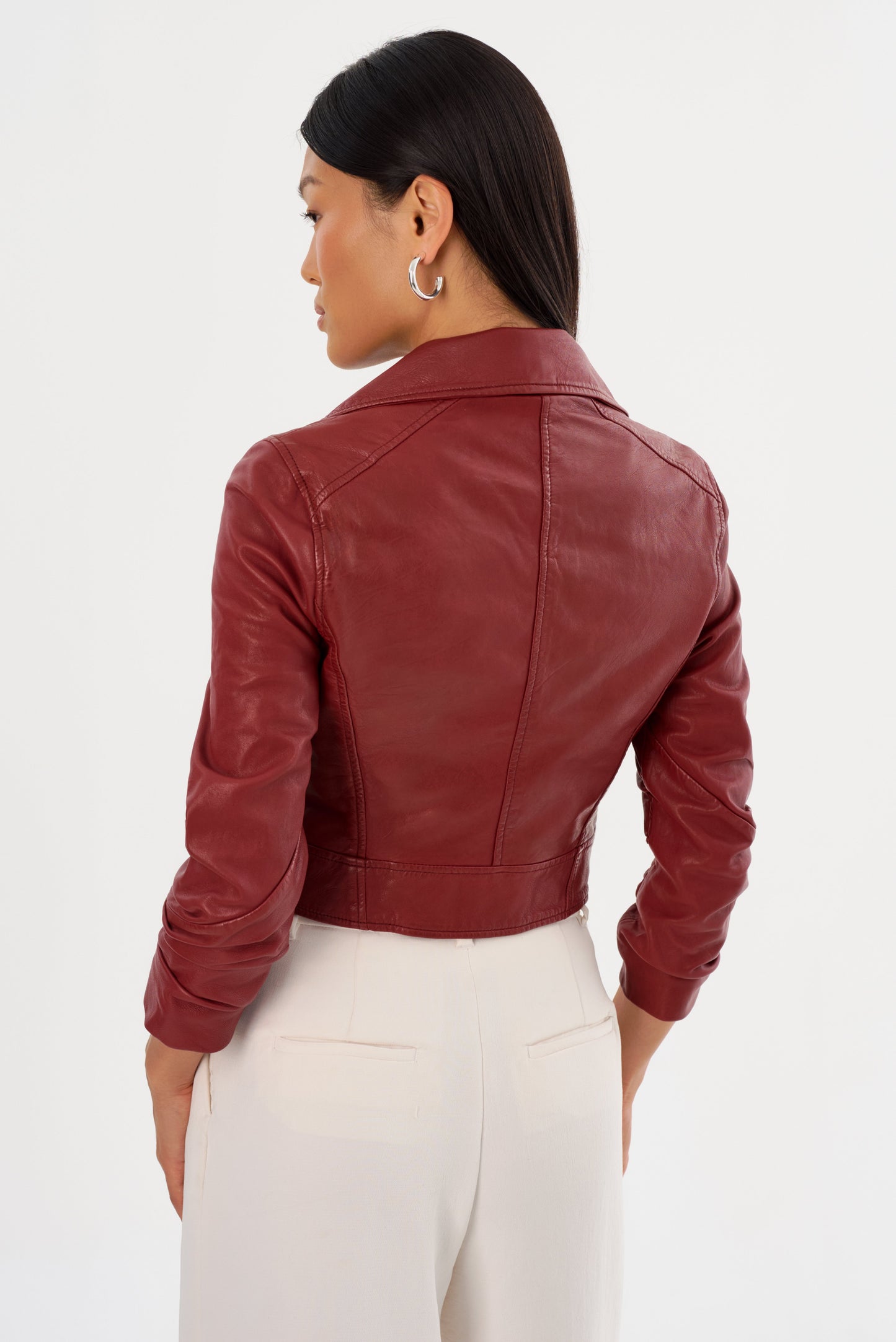 JANIKA | Cropped Leather Biker Jacket